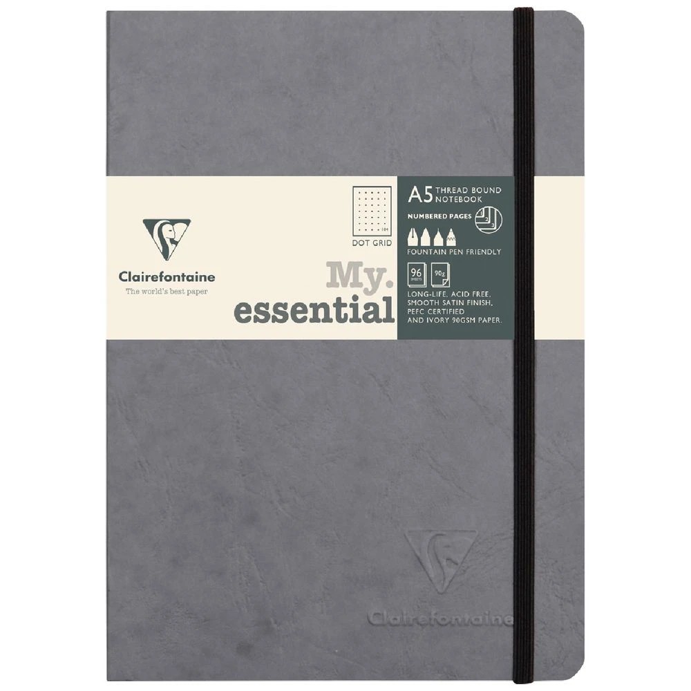 1 Clairefontaine My Essentials A5 Notebook Dotted 192 Page Grey, 1 of 10