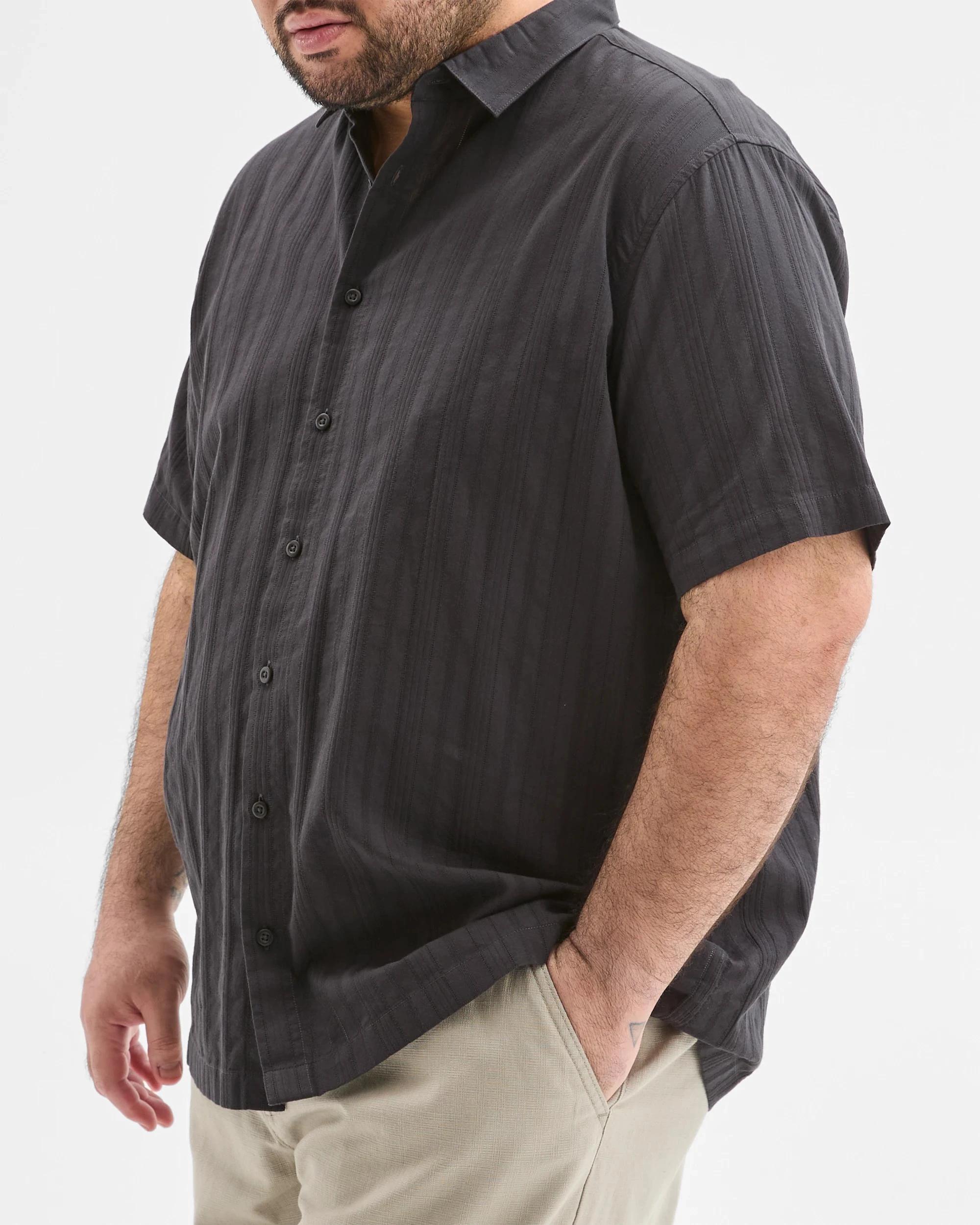 3 Target Man Plus Plus Size Australian Cotton Textured Shirt BLACK, 3 of 6