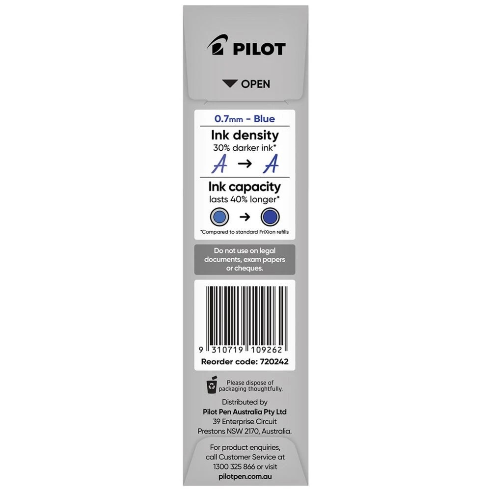 2 PILOT FriXion Advanced Erasable Gel Refill 0.7mm Blue 2 Pack, 2 of 3