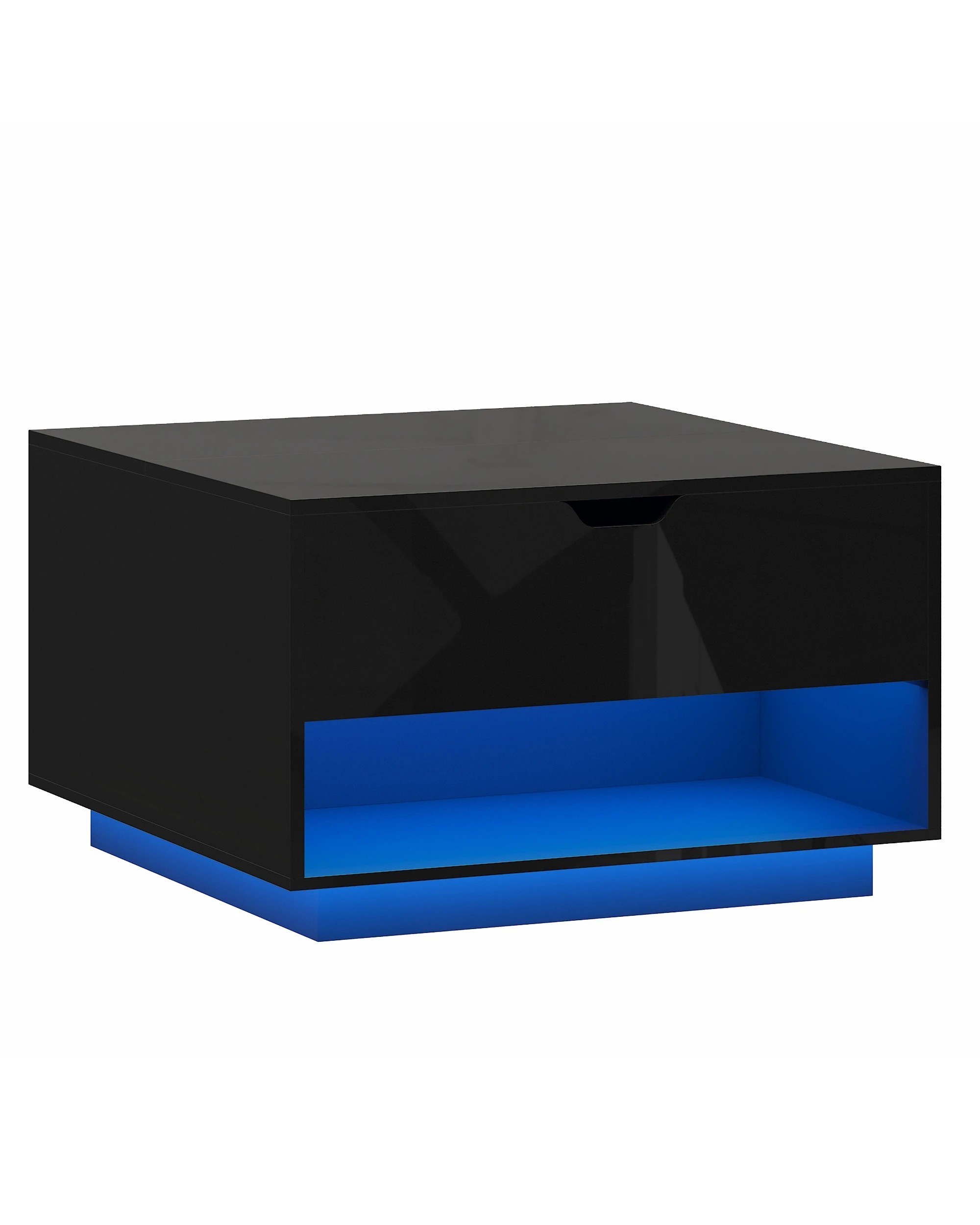 10 Advwin  LED Lift Top Coffee Table  w/ Hidden Storage & Open shelves - Black, 10 of 10