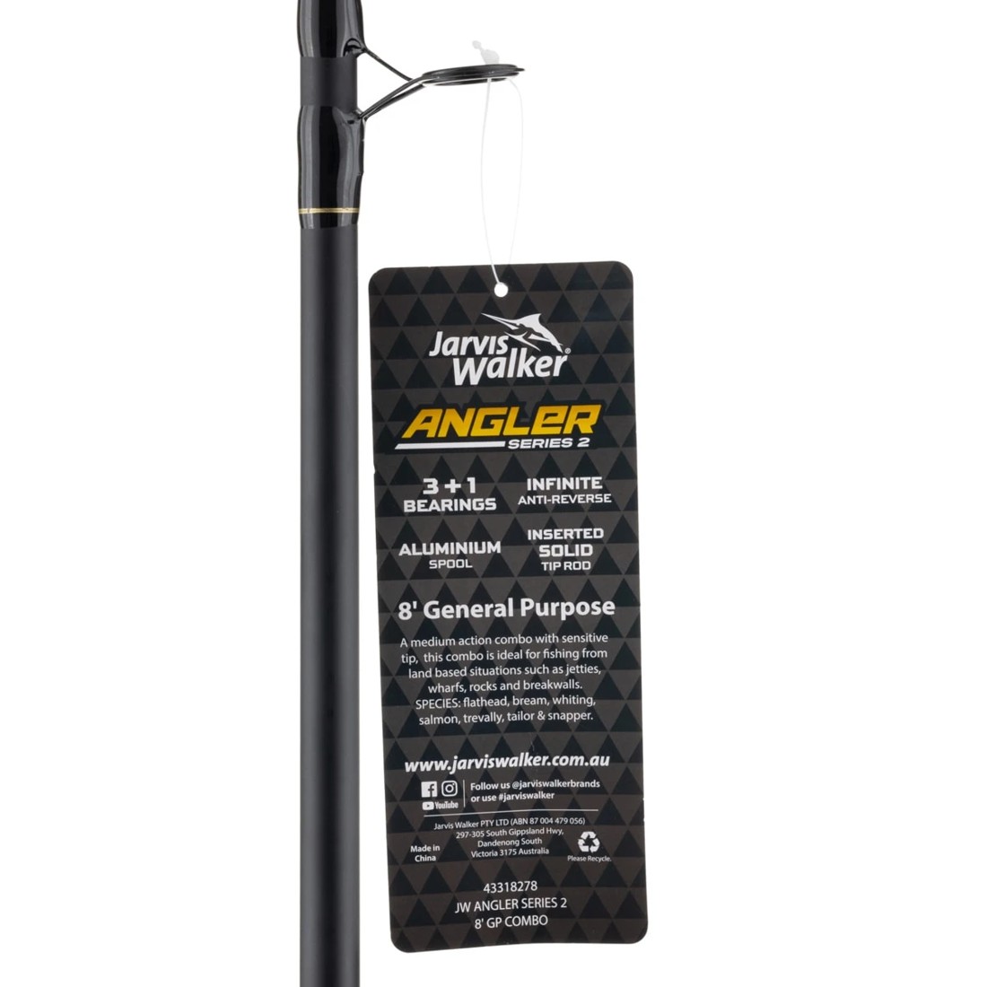 8 Jarvis Walker Angler Series 2 General Purpose Combo - 8ft., Black and Grey, 8 of 8