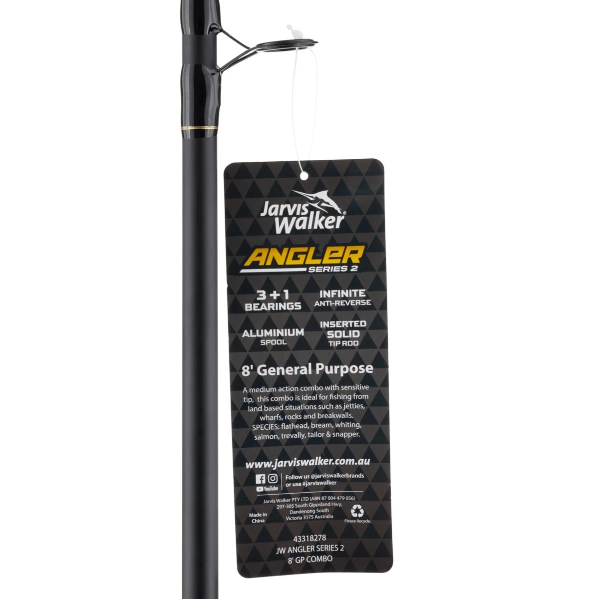 8 Jarvis Walker Angler Series 2 General Purpose Combo - 8ft., Black and Grey, 8 of 8