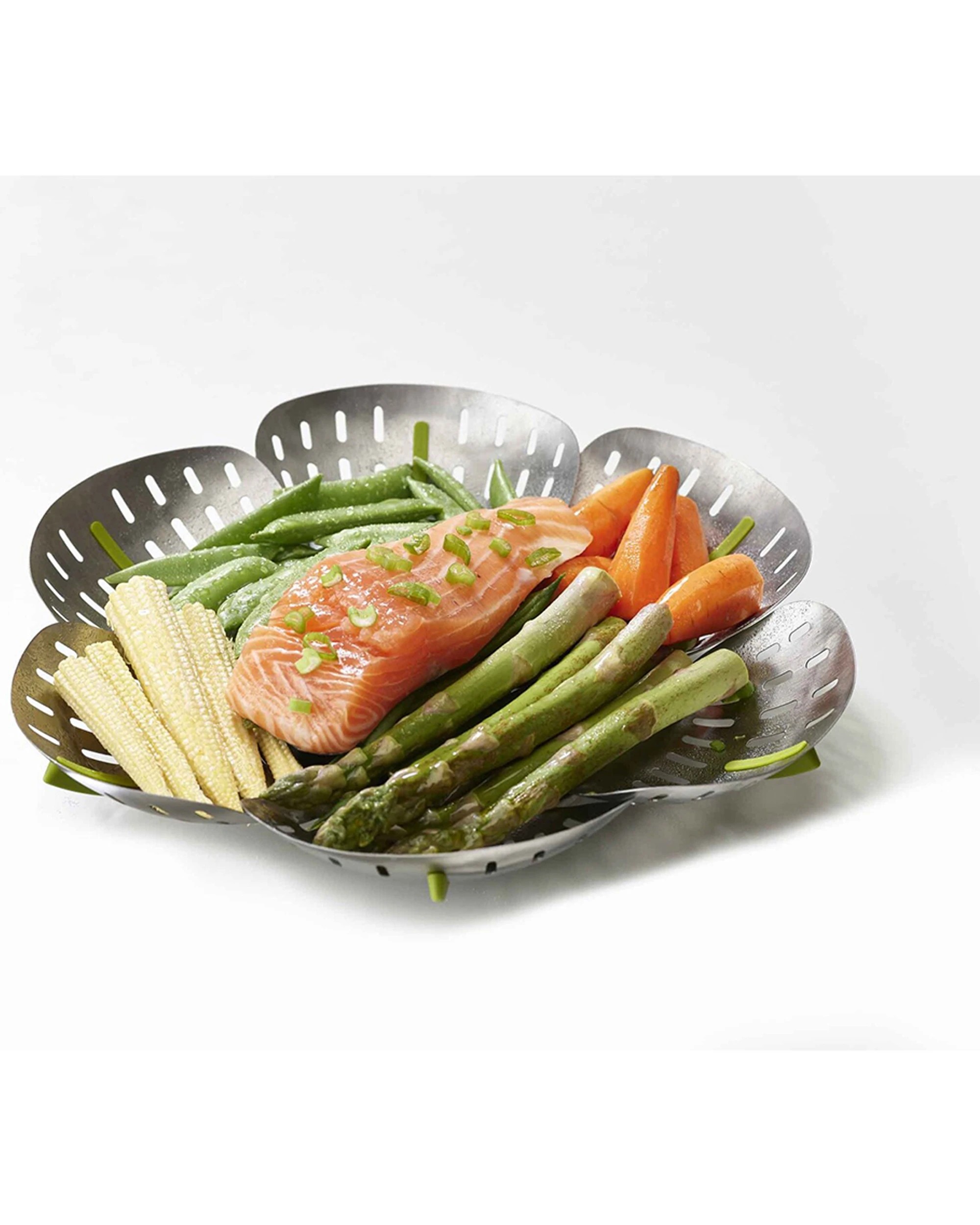 5 Joseph Joseph Bloom 16cm Steel Folding Steamer Basket Self-Adjusting Heat-Resistant - Green, 5 of 6