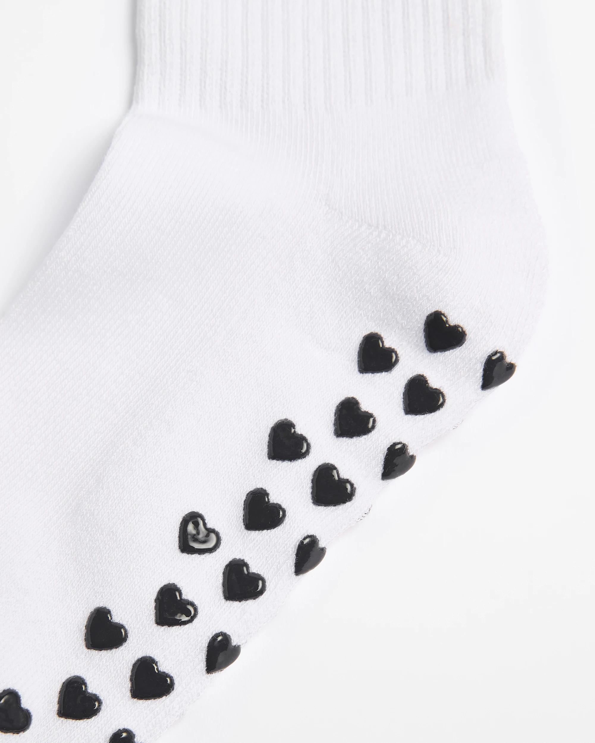 2 Target Active Australian Cotton Blend Crew Pilates Socks WHITE WITH NAVY BLUE STRIPE, 2 of 3