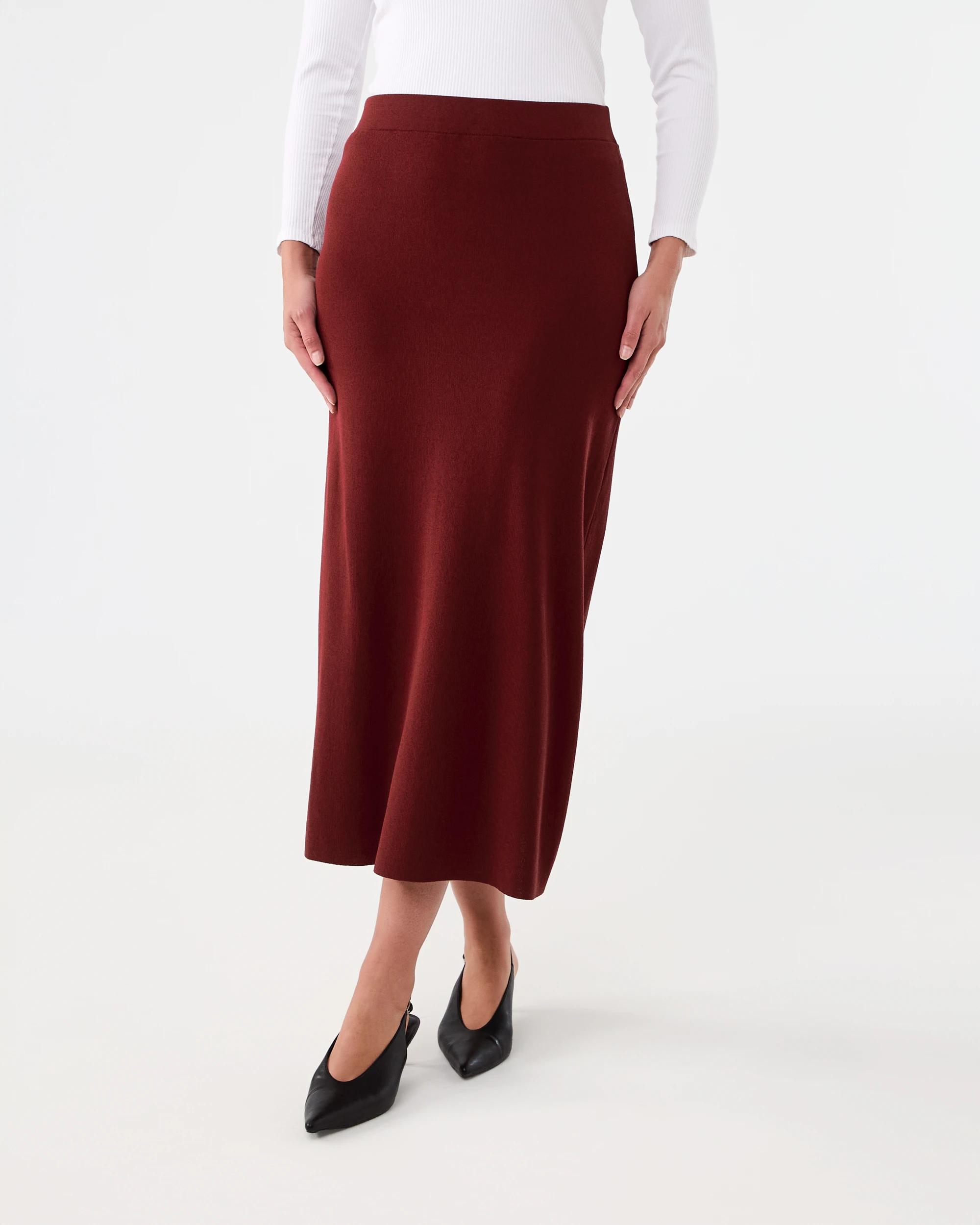 1 Rib Knit Skirt Burnt Rust, 1 of 5