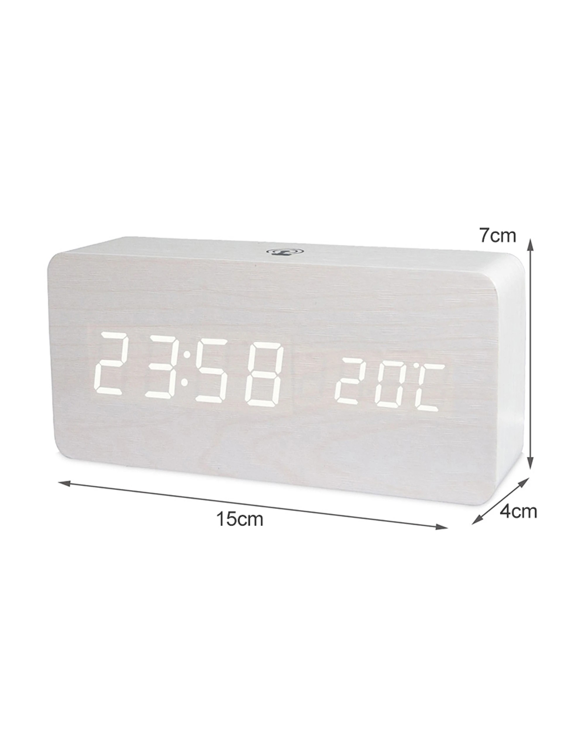 3 TODO Rechargeable LED Digital Alarm Clock Woodgrain USB Android iOS Control APP - White, 3 of 3