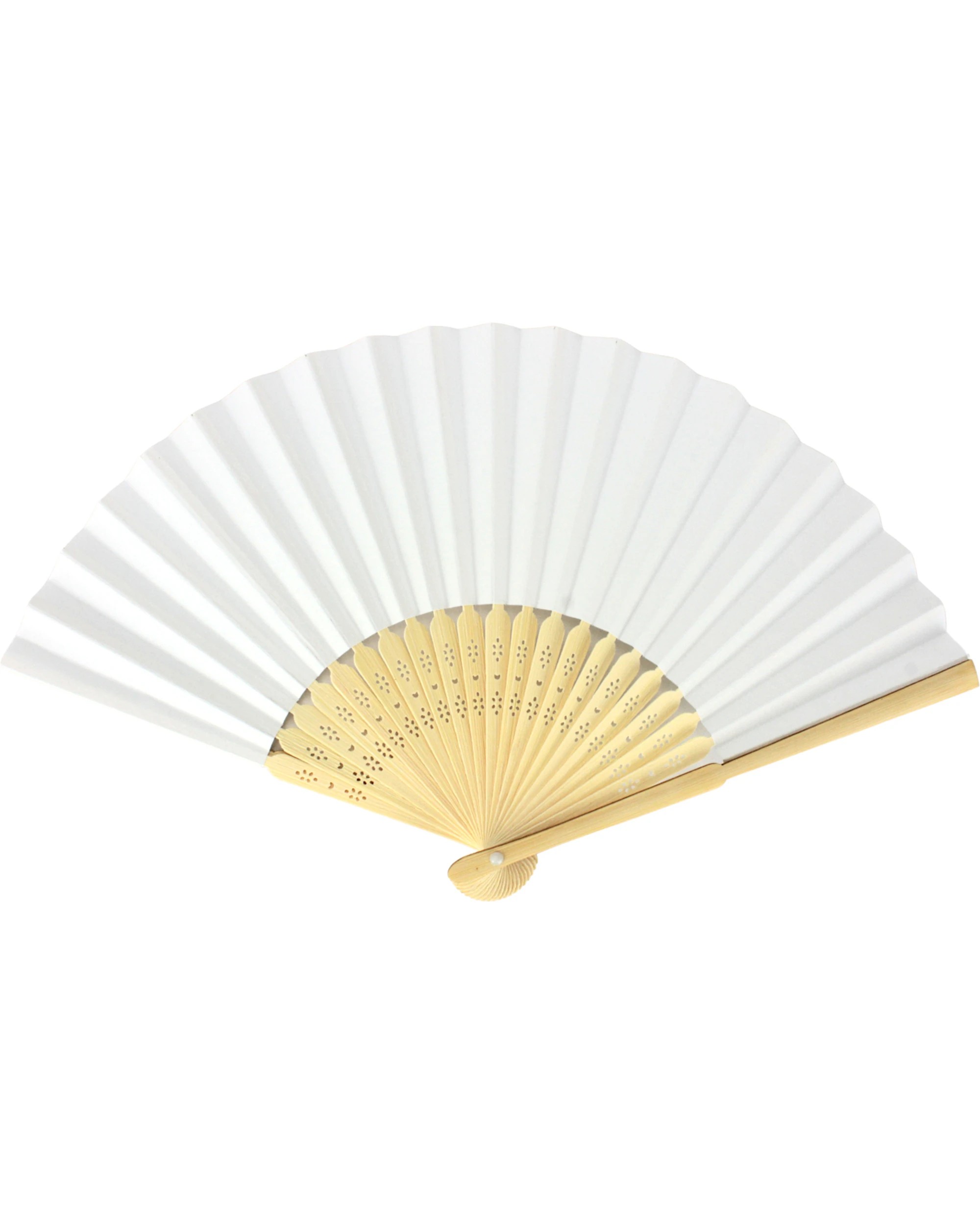 1 Partyrama Paper Hand Held Fan - White, 1 of 2