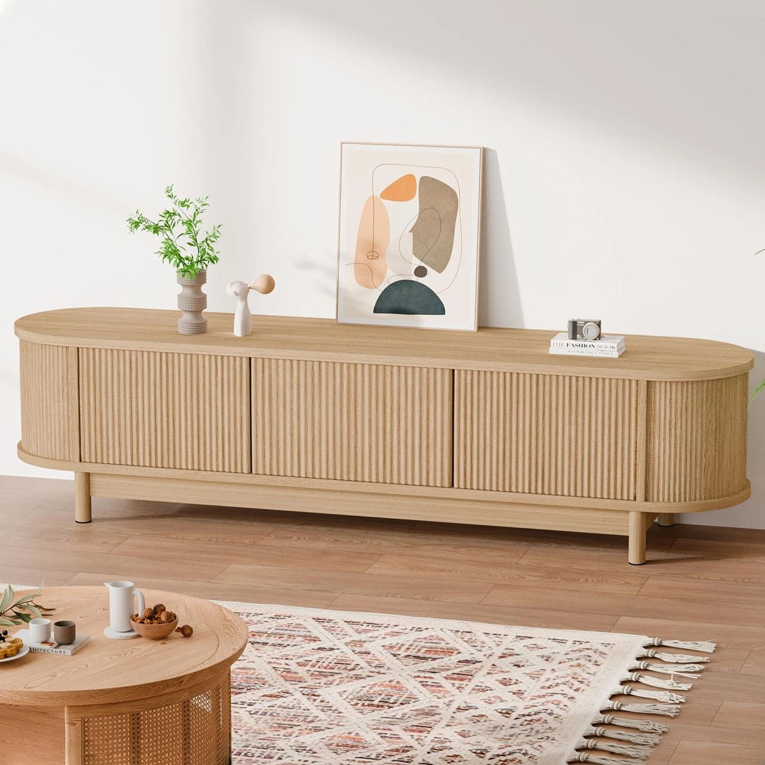 6 Alfordson TV Cabinet Entertainment Unit Stand 160cm Storage Shelf - Oak, 6 of 10