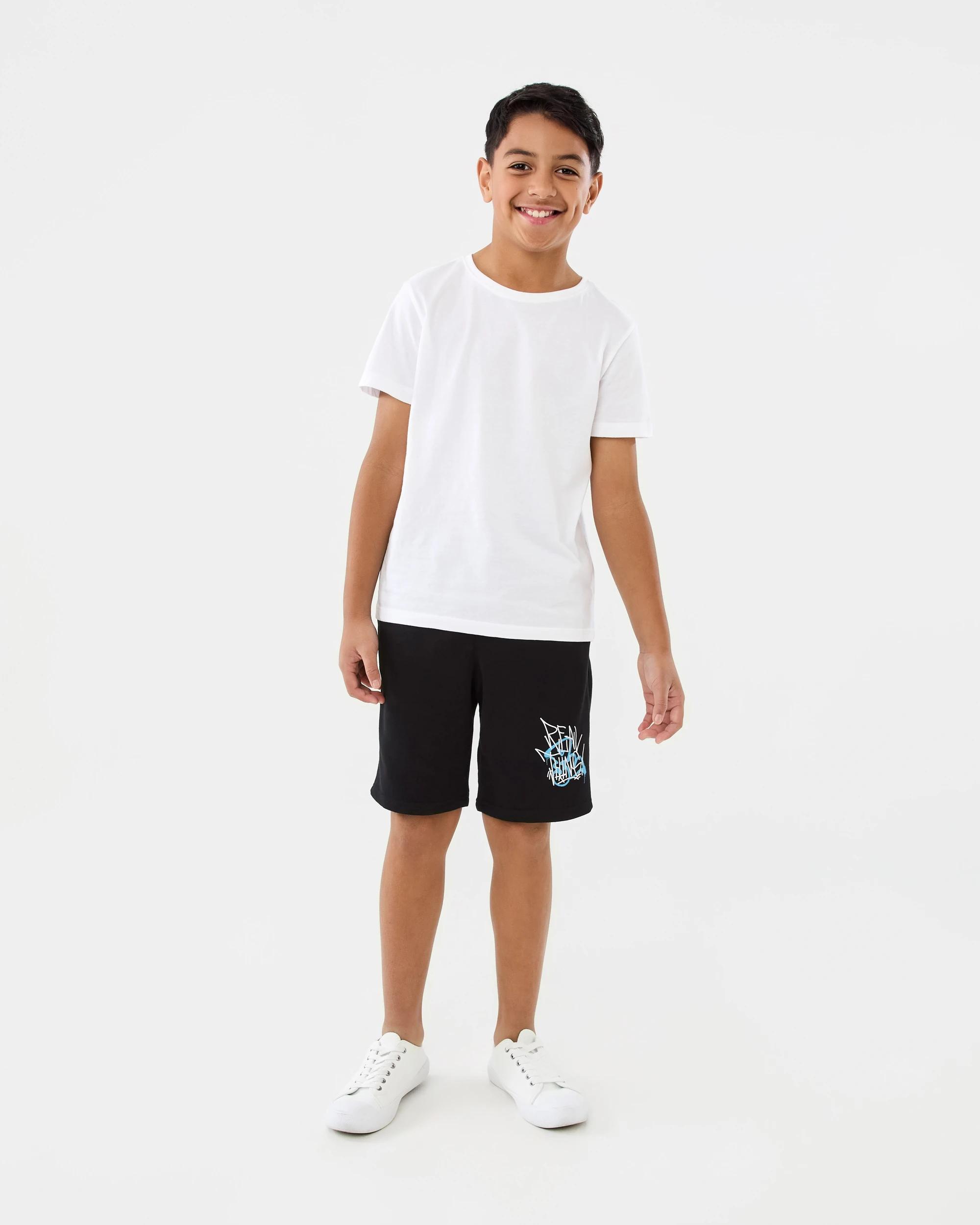 6 Print Knit Shorts Blk Slogan, 6 of 7