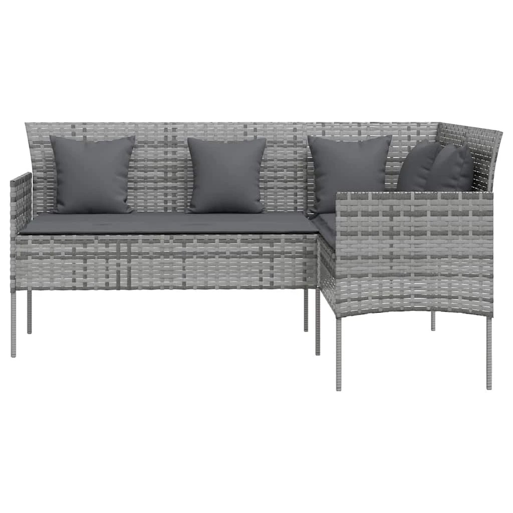 2 vidaXL 5 Piece L-shaped Couch Sofa Set With Cushions Poly Rattan - Grey, 2 of 8