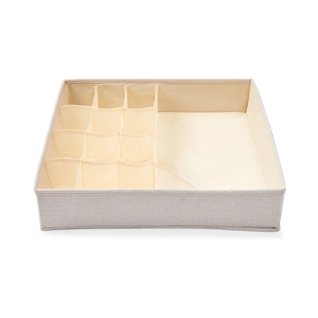 3 Linen Look Multi Grid Organiser - Beige, 3 of 8