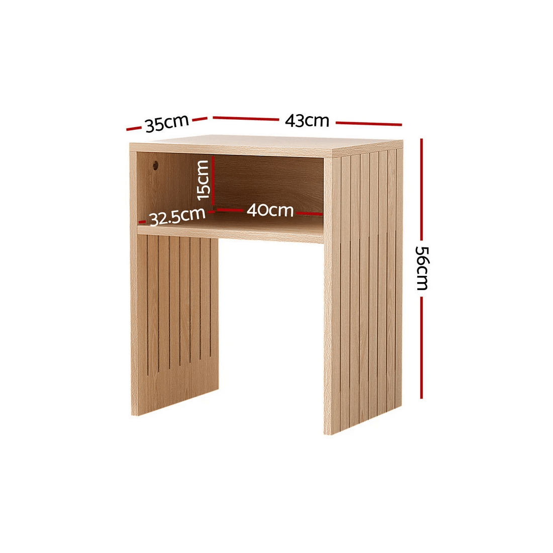 2 Artiss Coffee Table Storage Shelf Fluted Side Pine - Natural, 2 of 6