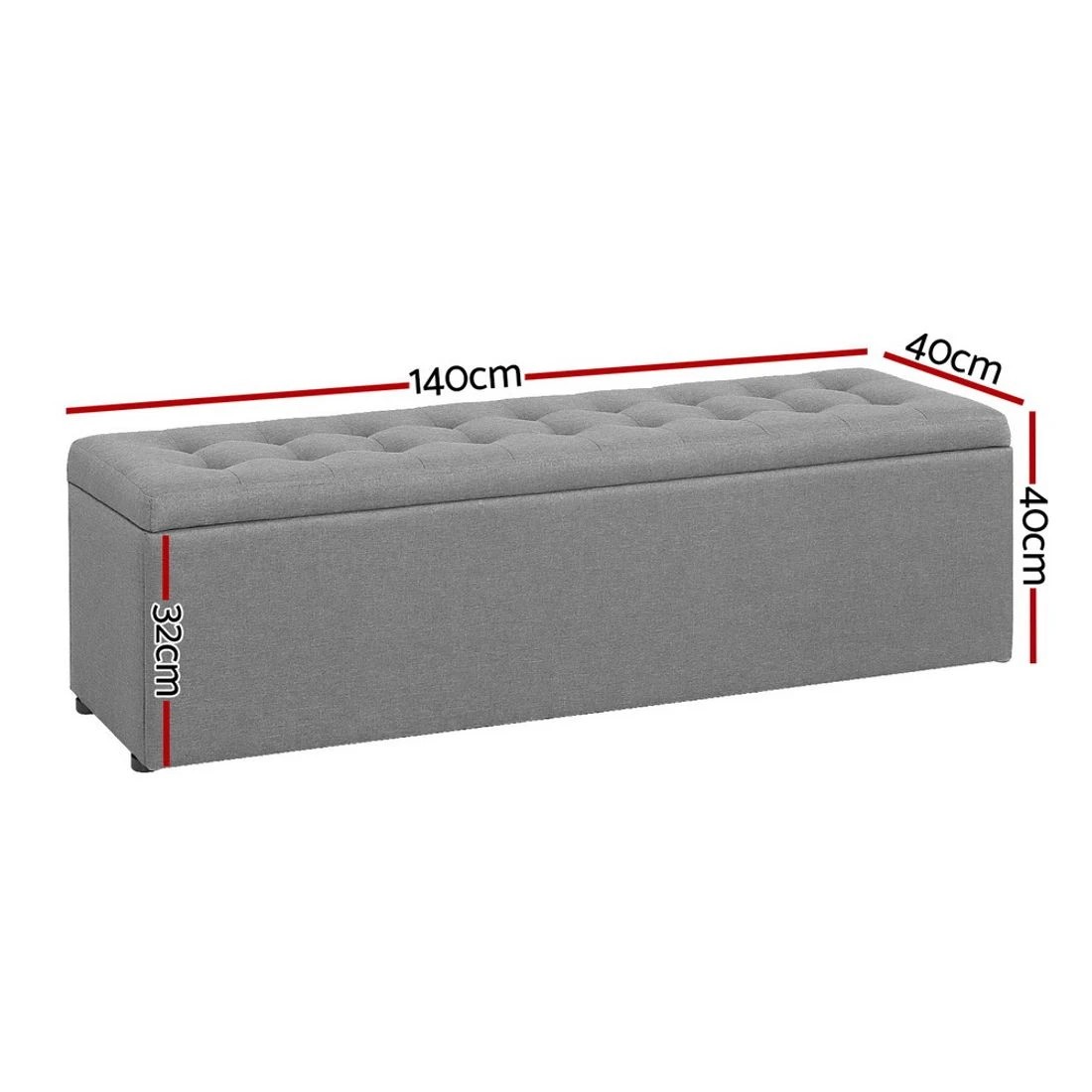 1 Artiss Storage Ottoman Blanket Box 140cm Linen - Grey, 1 of 6