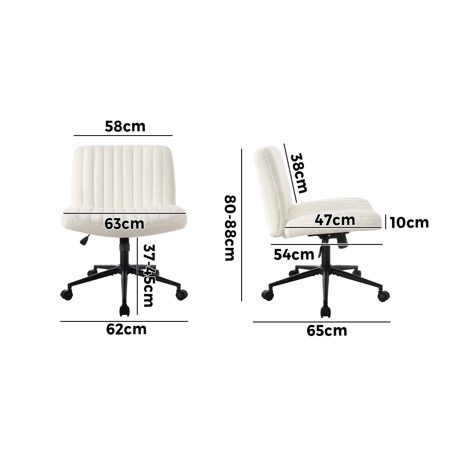 10 Oikiture Armless Office Desk Chair Sherpa
 - White, 10 of 10