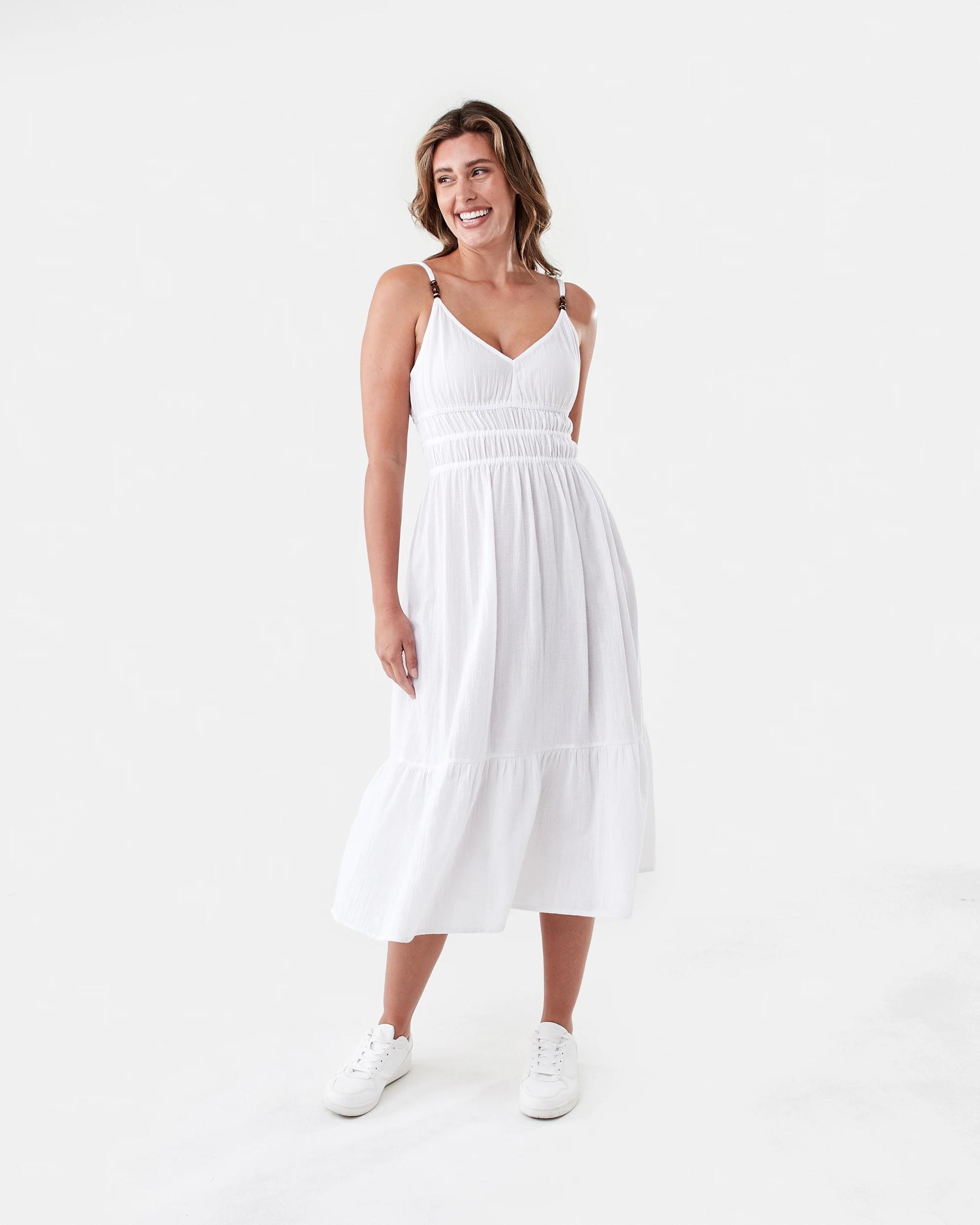 1 Swimwear Strappy Maxi Beach Dress White, 1 of 8