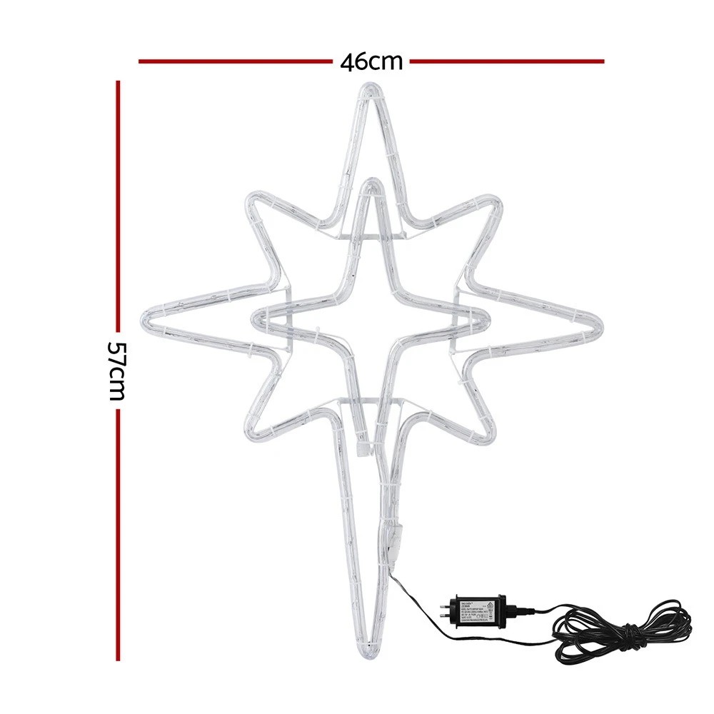 2 Jingle Jollys Christmas Lights 57cm Bethlehem Star 90 LED Xmas Decorations Motif - Gold, 2 of 5