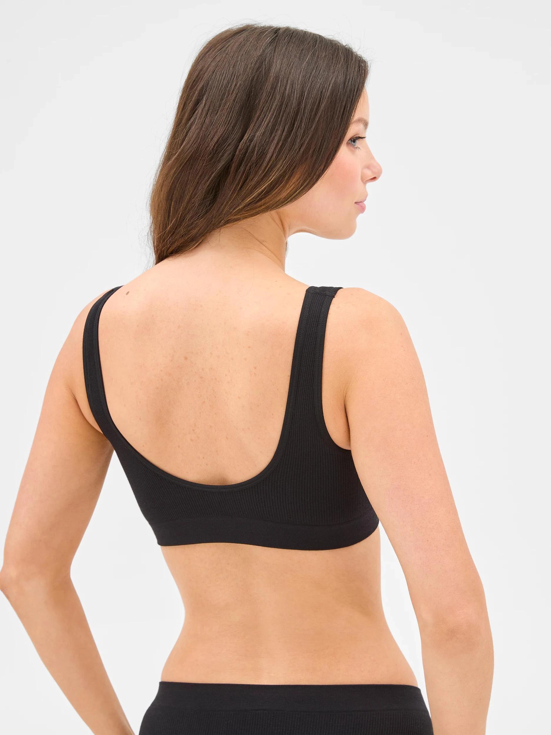 4 Target Woman Womens Bamboo Rib Plunge Crop Top BLACK, 4 of 4