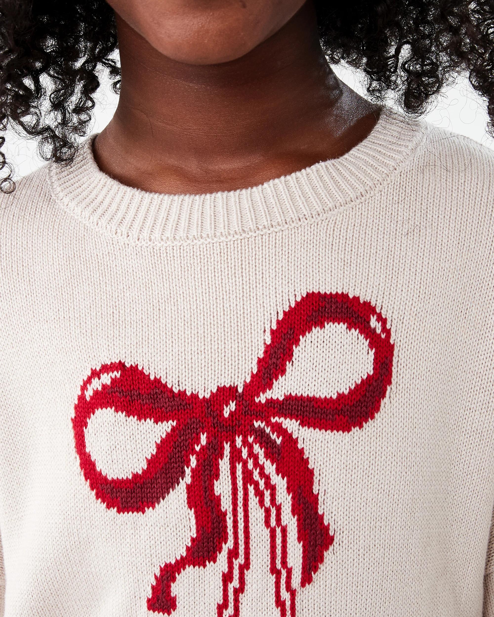 4 Cotton Jacquard Knit Sweatshirt Bge Cherry, 4 of 8