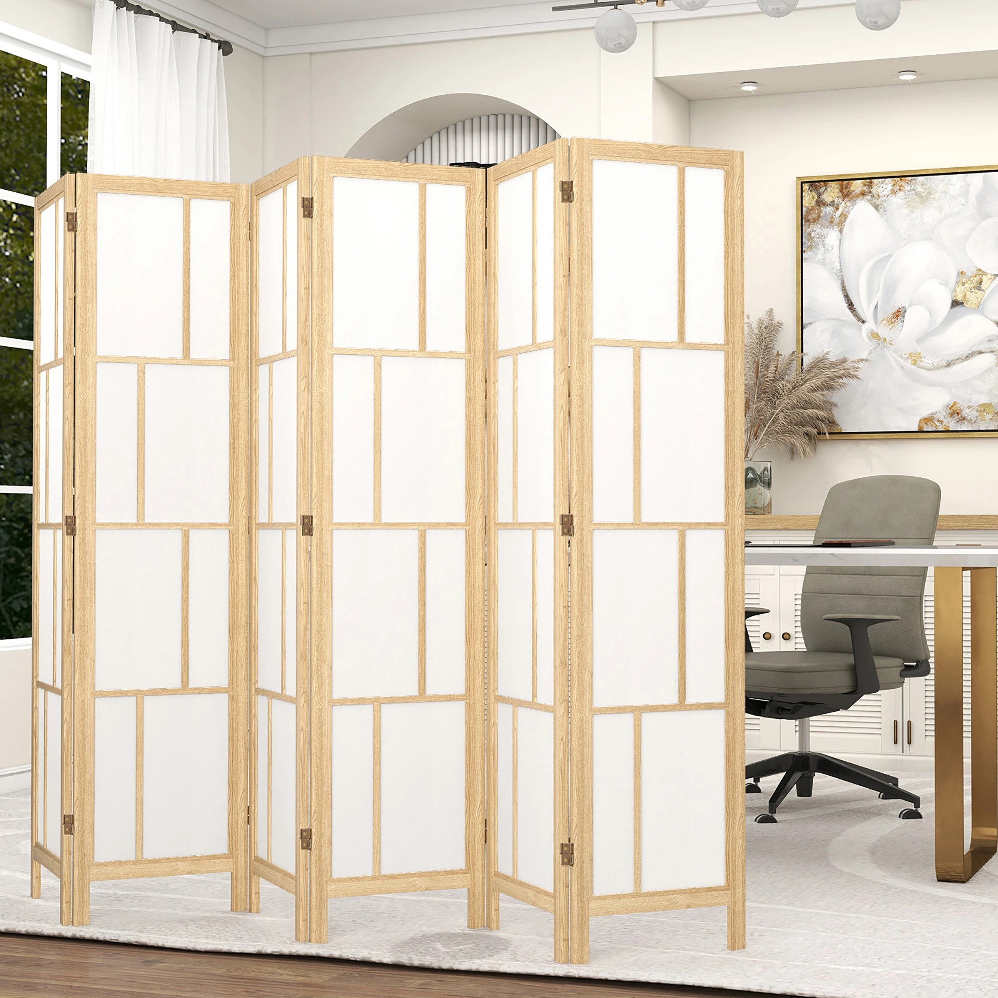 7 Levede 6 Panel Room Divider Folding Partition Freestanding Screen Wooden, 7 of 9