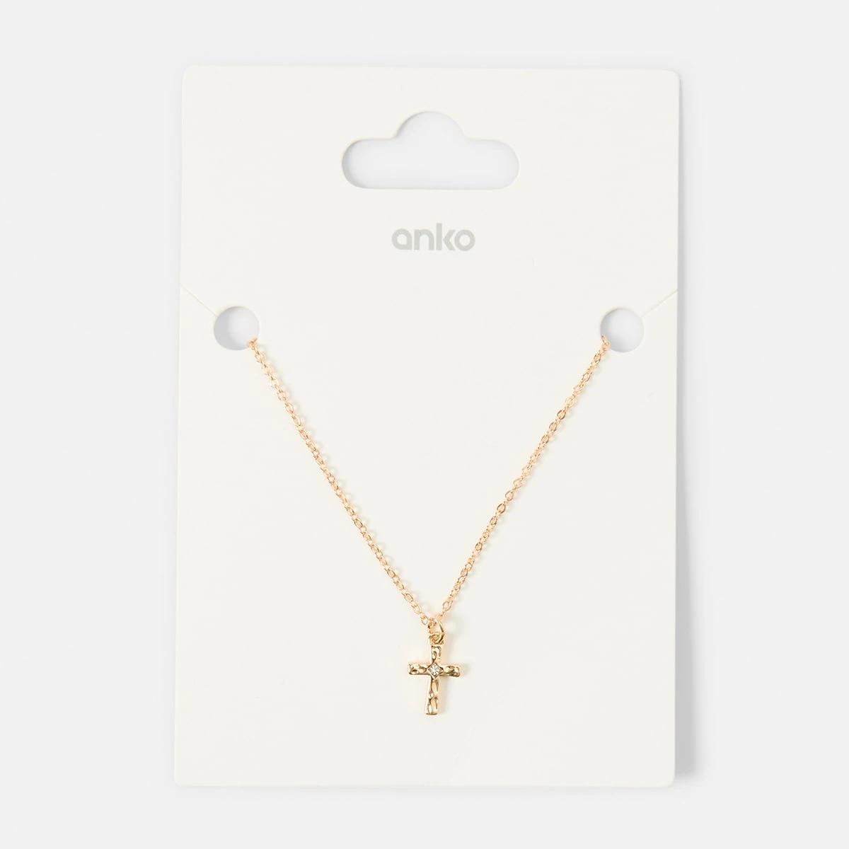 4 Basic Cross Chain - Gold Tone Gold, 4 of 4