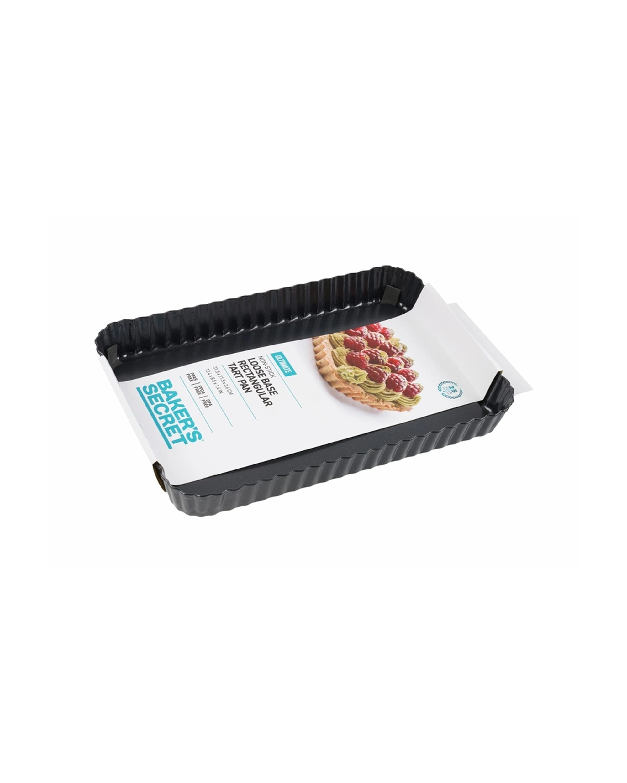 4 Bakers Secret Ultimate Non Stick Loose Base Rectangular Tart Quiche Pan 31.5x21.5cm - Black, 4 of 5