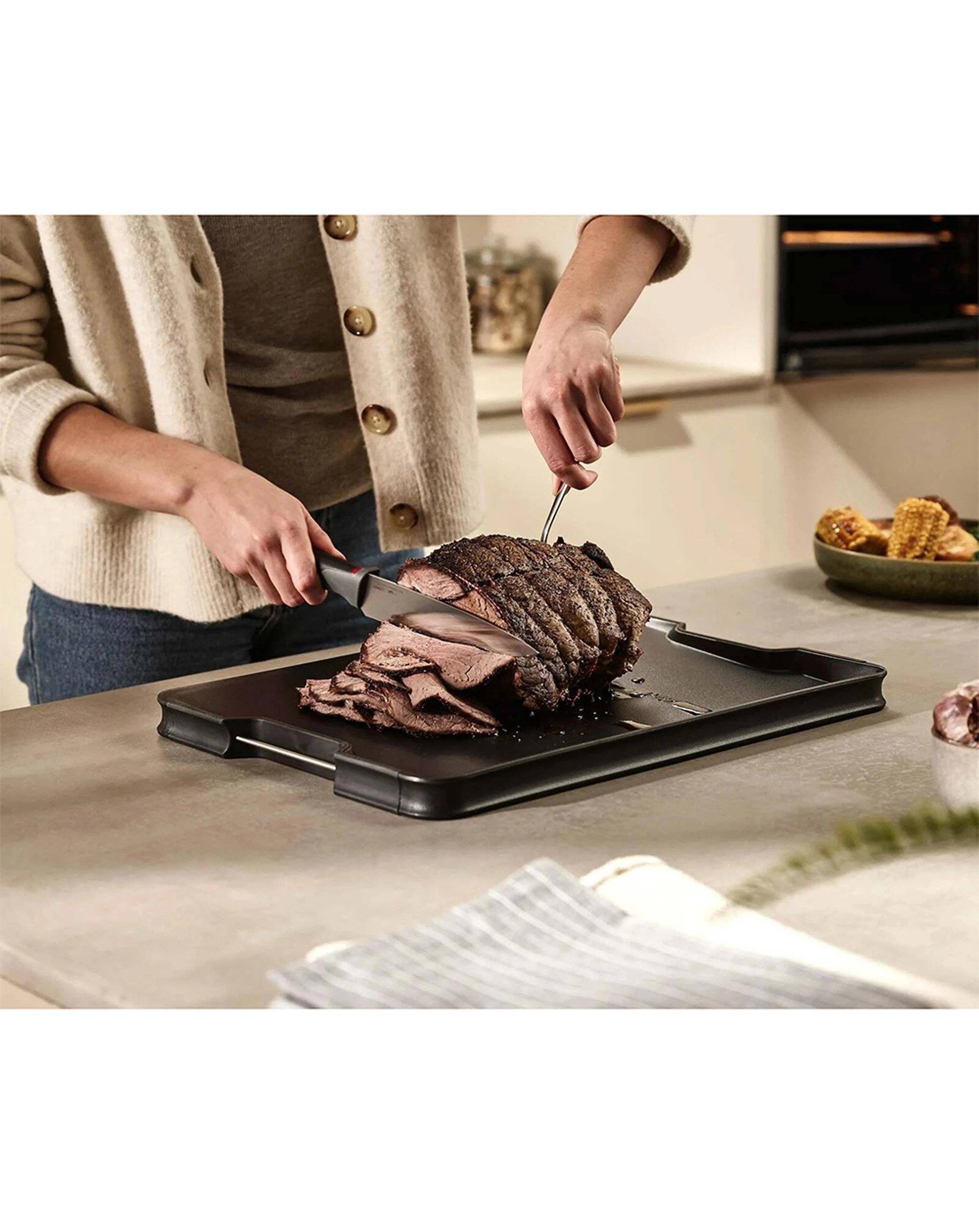 2 Joseph & Joseph Cut&Carve Plus 47cm Chopping Board XL - Black, 2 of 6