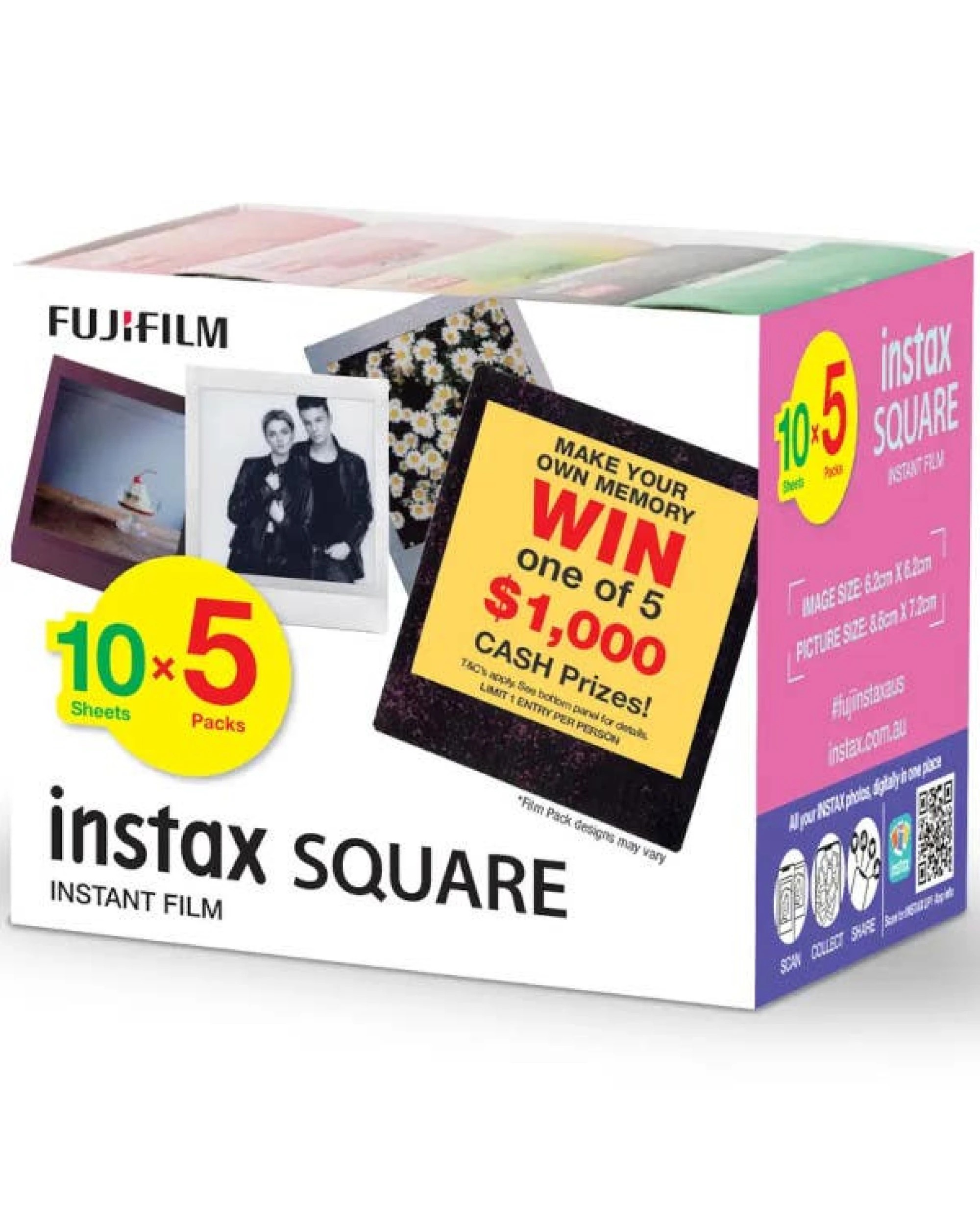 Fujifim Instax SQ Square Instant Film - 50 shots Novelty - Kmart