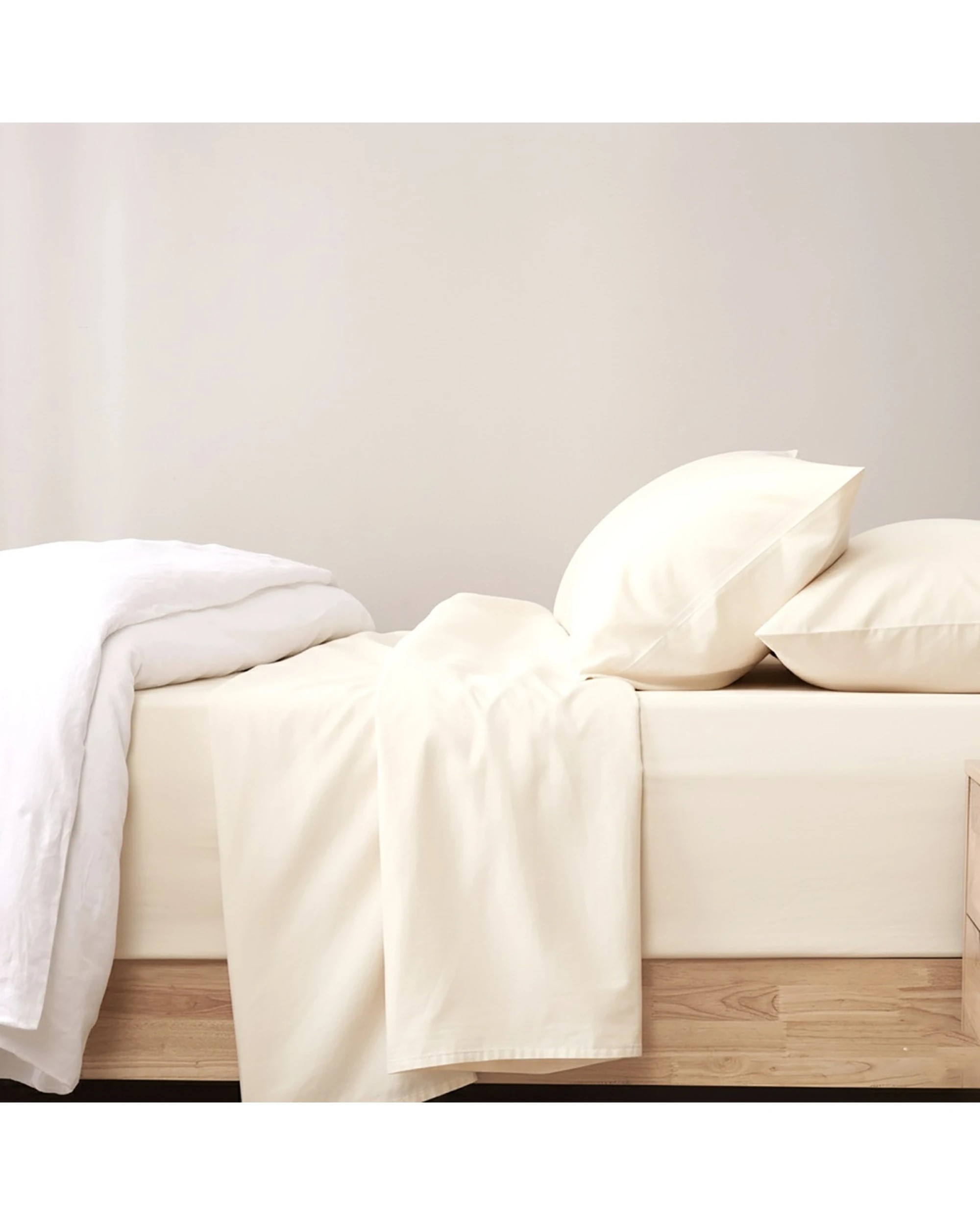 1 KG Linen 400TC Egyptian Cotton Sheet Set With Pillowcases Long-Staple Sateen - Super King Bed - Beige, 1 of 6