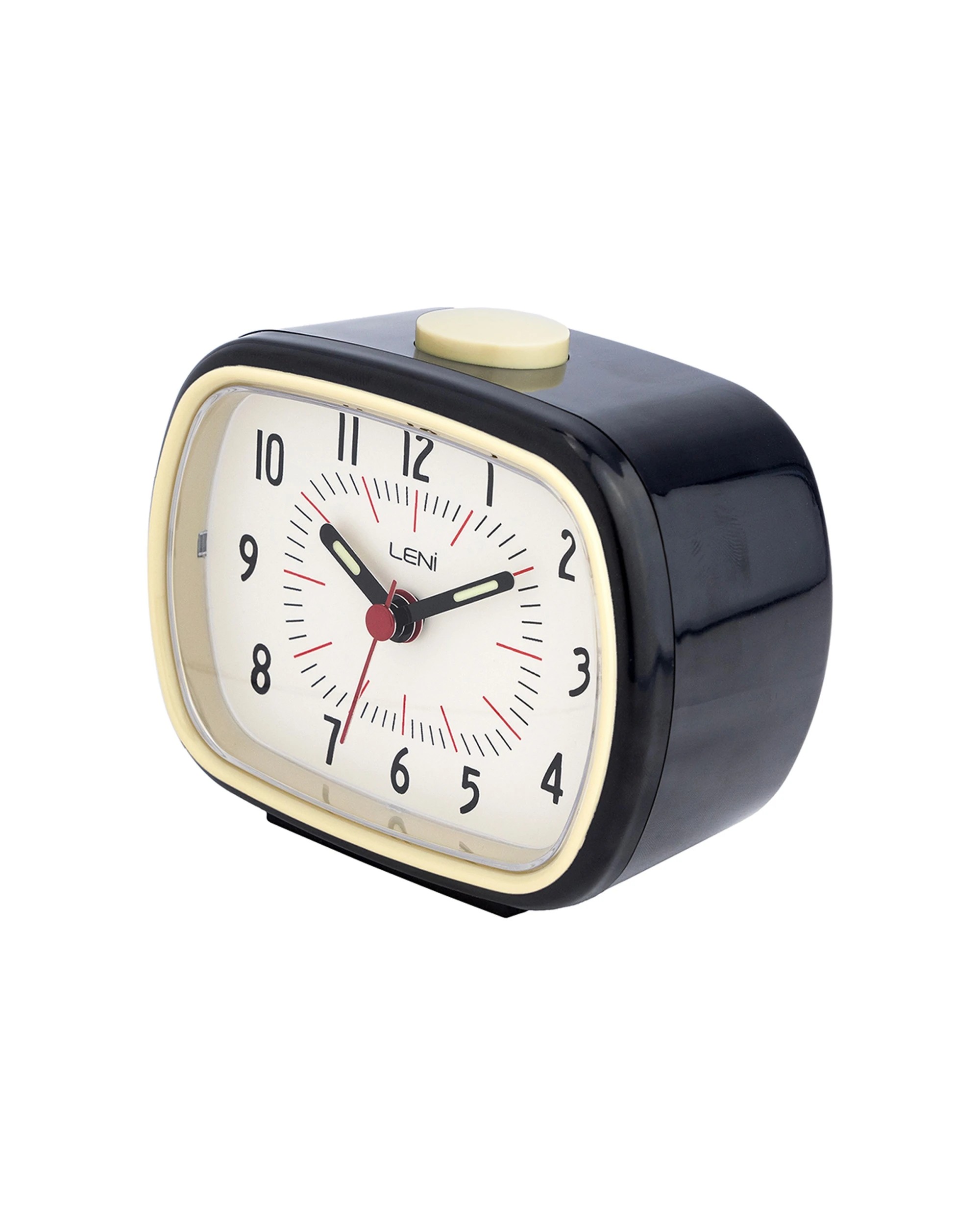 2 Leni Retro Silent Sweep Analogue Alarm Clock 9cm W/ Glow In The Dark Hands - Black, 2 of 7