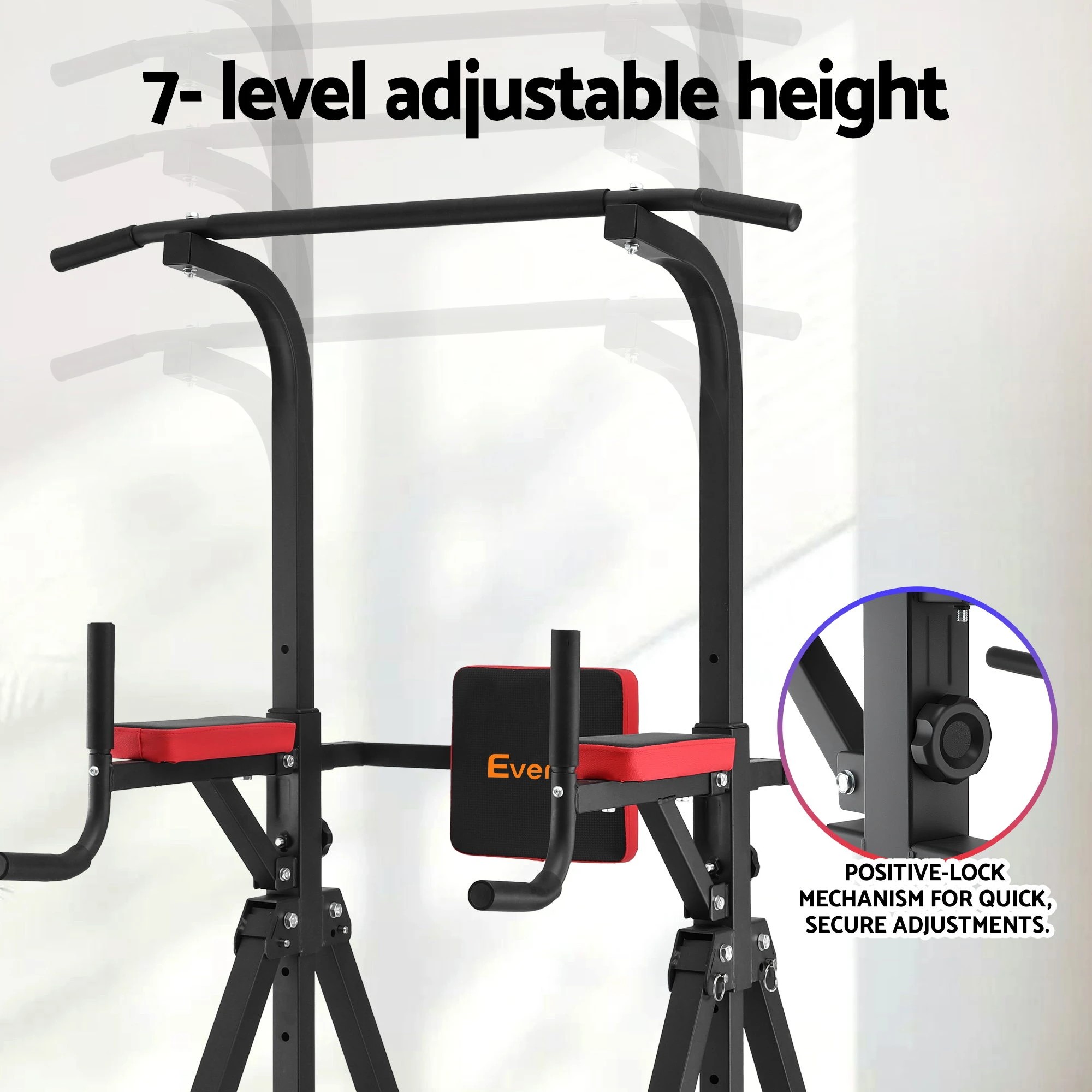 4 Everfit Chin Up Tower Pull Up Station Adjustable Dip Station Folding Home Gym - Multi, 4 of 6