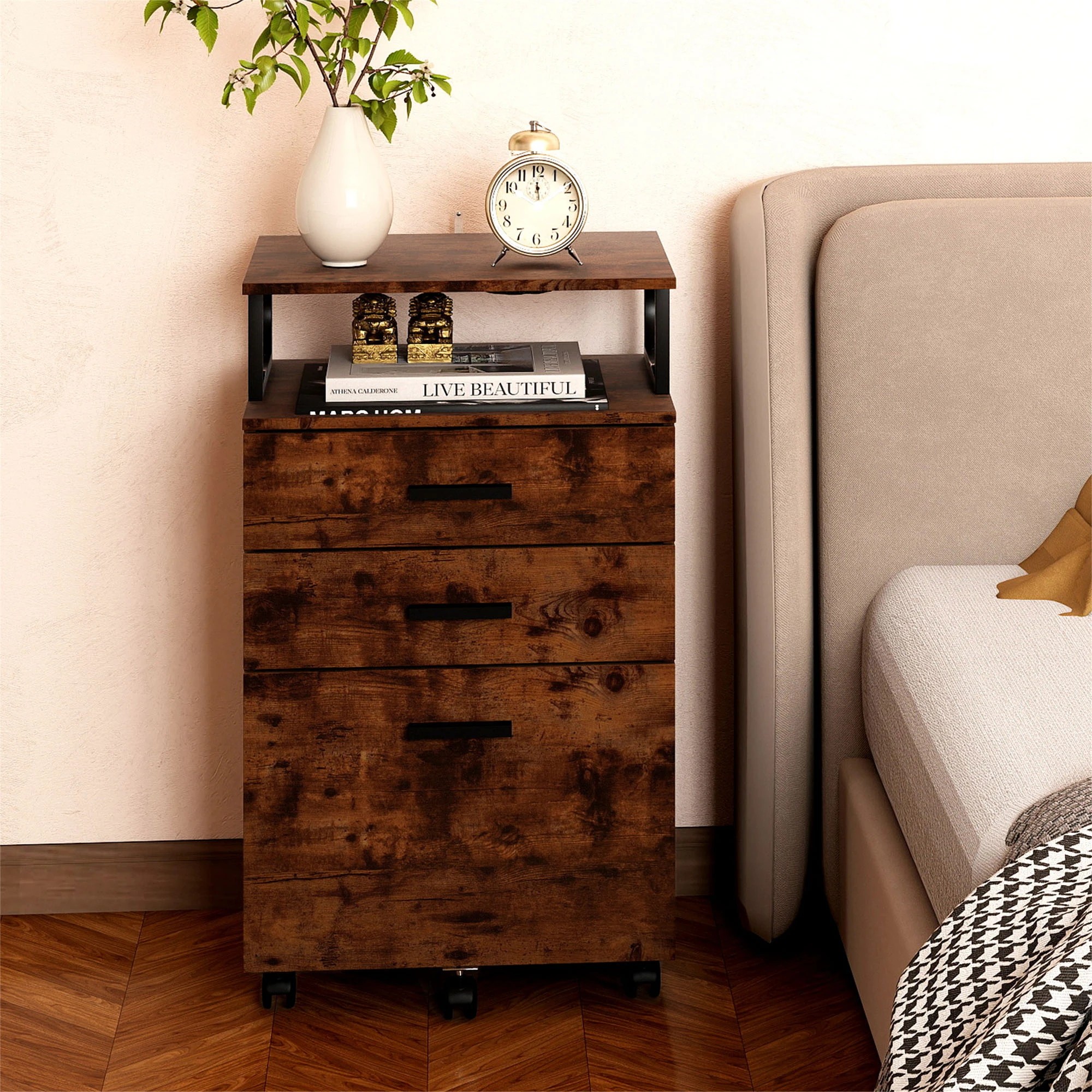 8 Levede Mobile File Cabine - Brown, 8 of 9