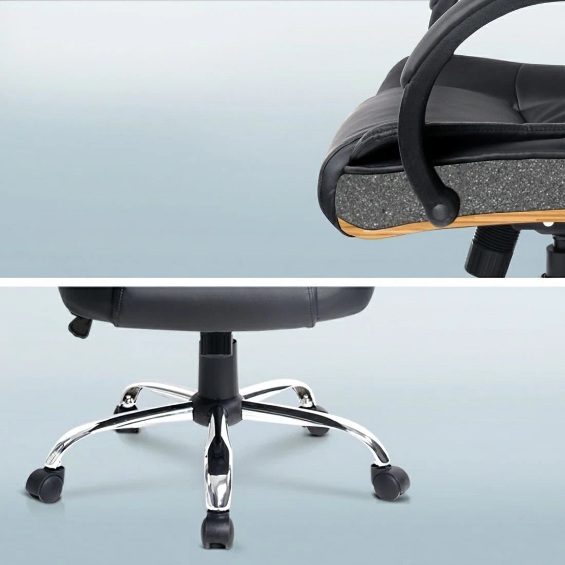 6 Artiss Computer Desk 120cm Executive Office Chair Set PU Leather High Back - Black, 6 of 6