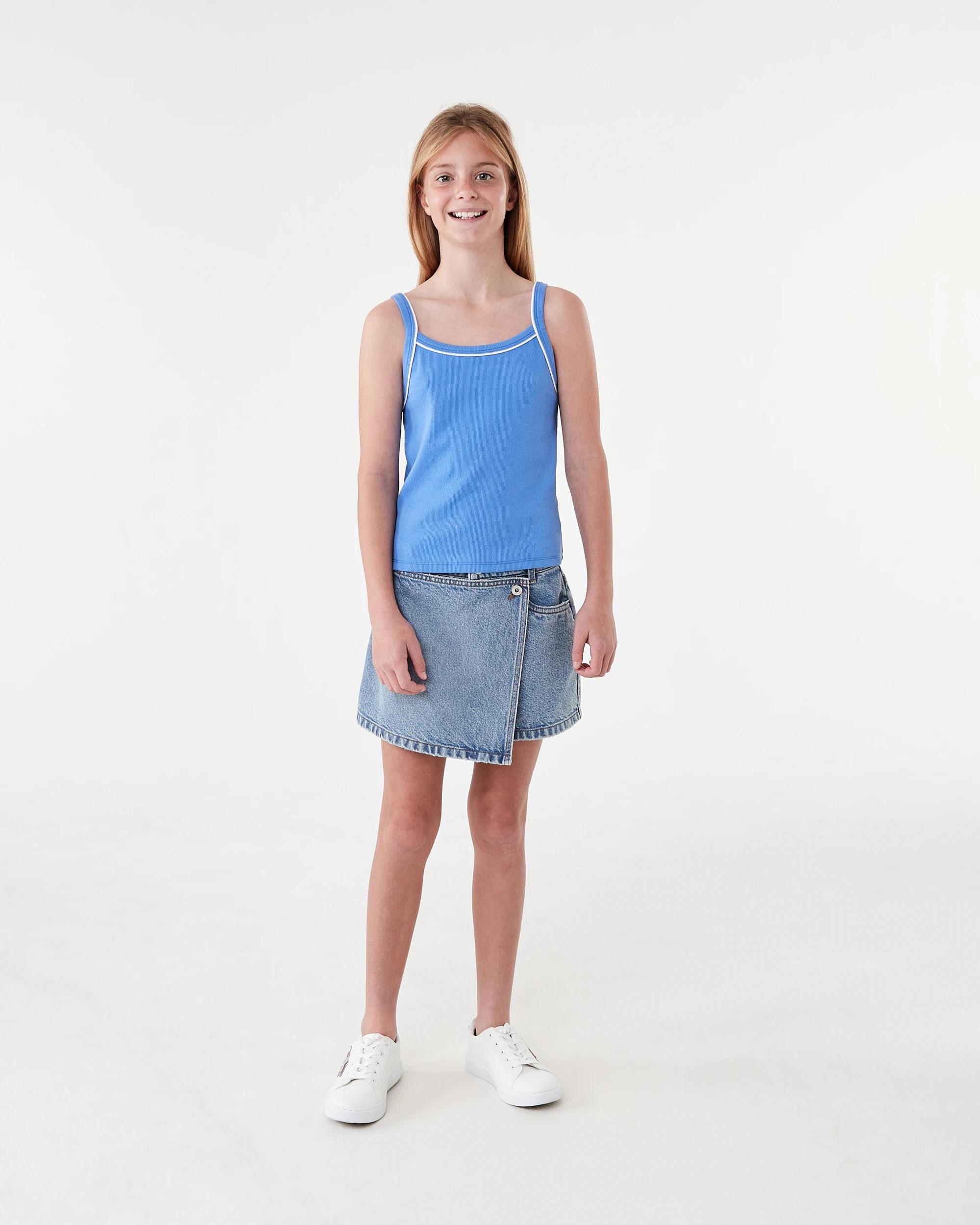 6 Rib Singlet Tank Top Blue Mrna, 6 of 7