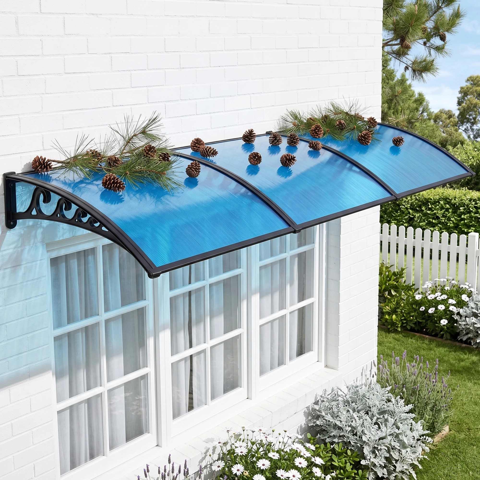 5 Instahut Window Door Awning 1mx3m - Blue, 5 of 9