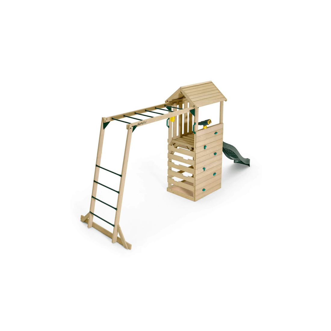 1 Plum Play Au Lookout Tower Playcentre Wooden Playset Monkey Bars Rock Wall
 - Multi, 1 of 5