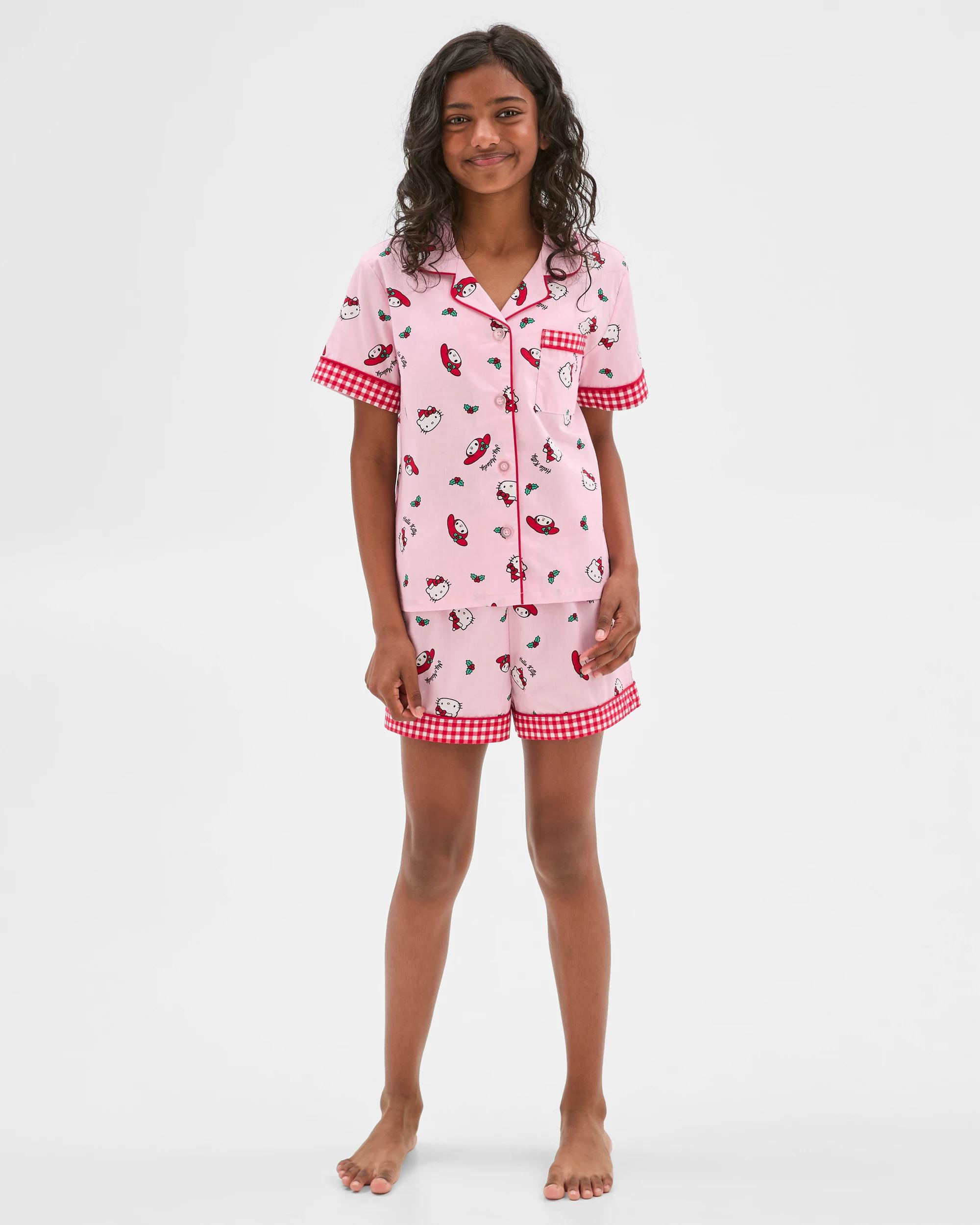 1 Hello Kitty Older Girls' Christmas Cotton Woven Pyjama Set, Red (size 14) HELLO KITTY, 1 of 8