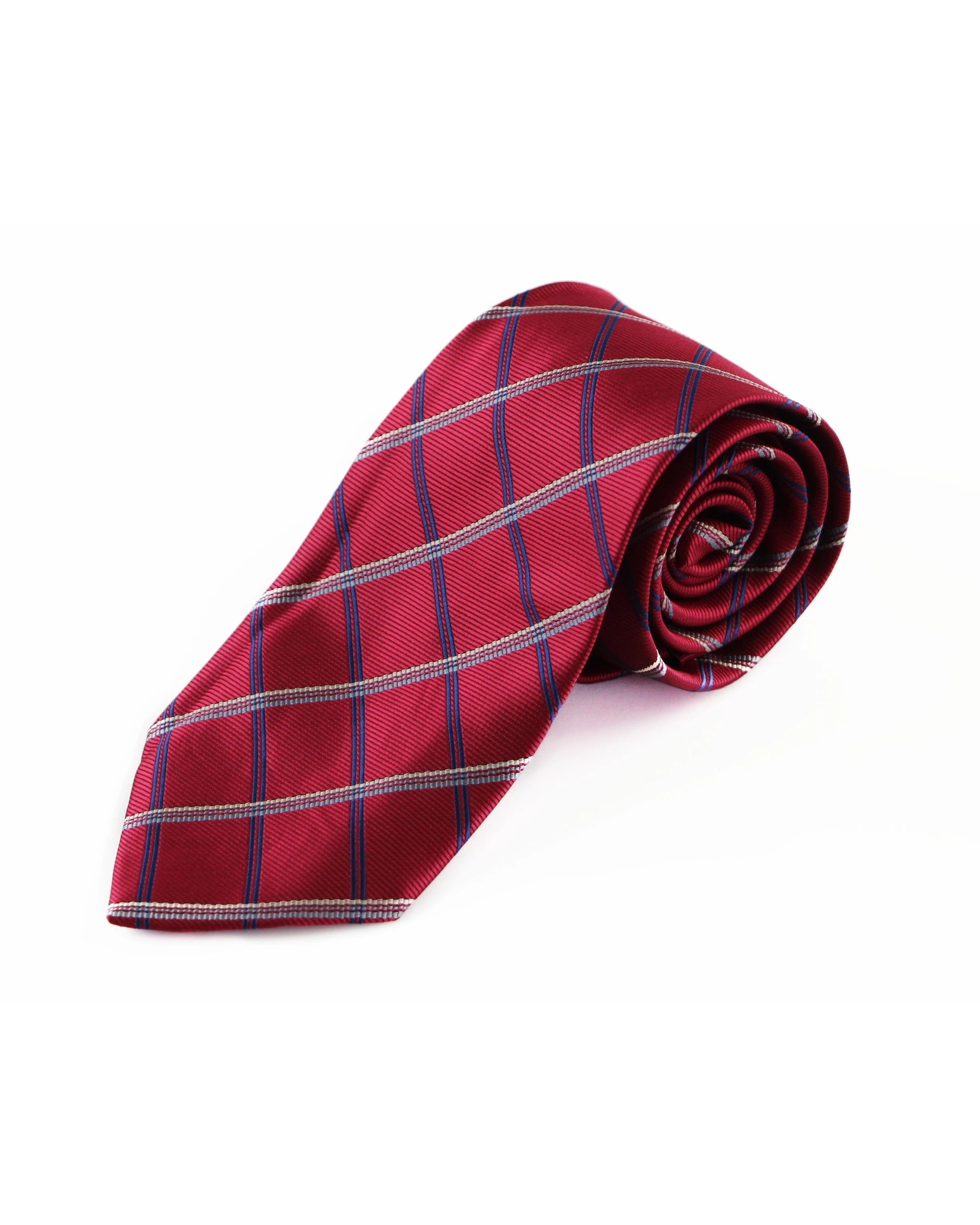 2 Zasel Mens Dark Red And Navy Striped Patterned 8cm Neck Tie, 2 of 2