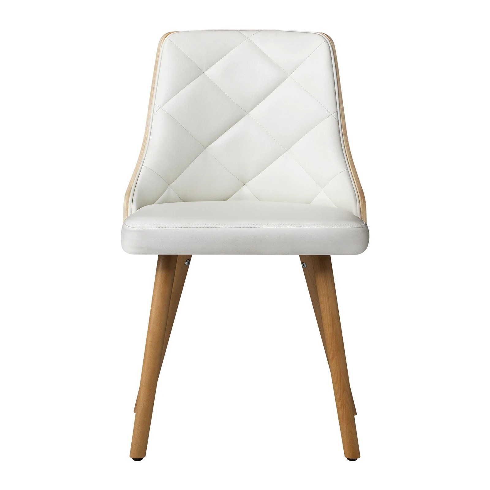 6 Oikiture 2x Dining Chairs Wooden Kitchen Chair Cafe Faux Pu Leather Padded Seat
 - White, 6 of 10