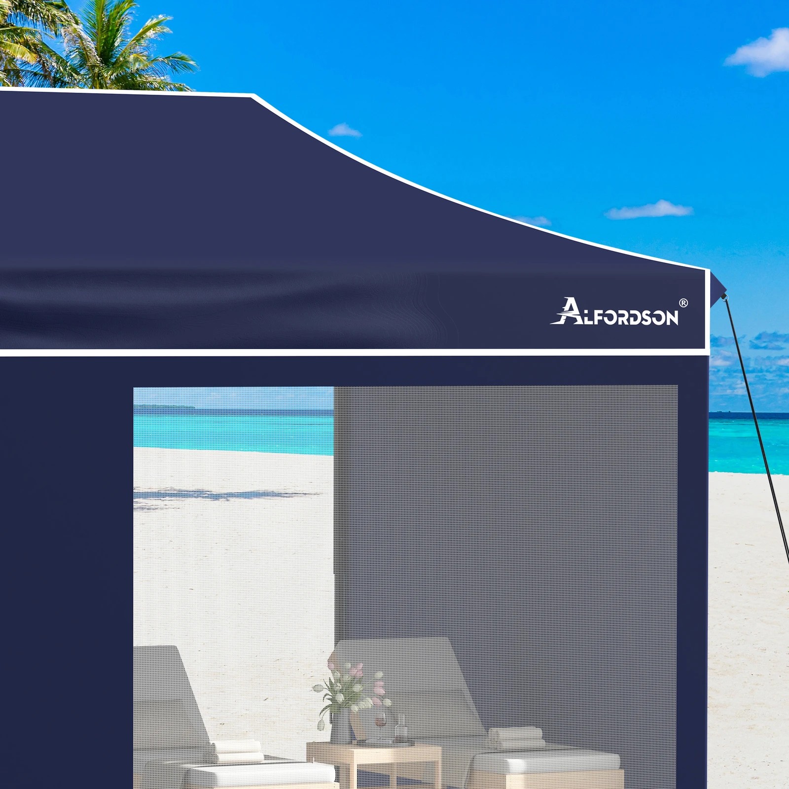 6 Alfordson Gazebo 6x3m Pop Up Marquee 600D Oxford Folding Camping Tent - Blue, 6 of 10