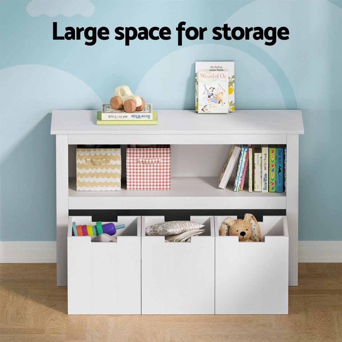 7 Keezi Kids Bookshelf 3 Drawers Storage Children Bookcase Toy Organiser Display - White, 7 of 8
