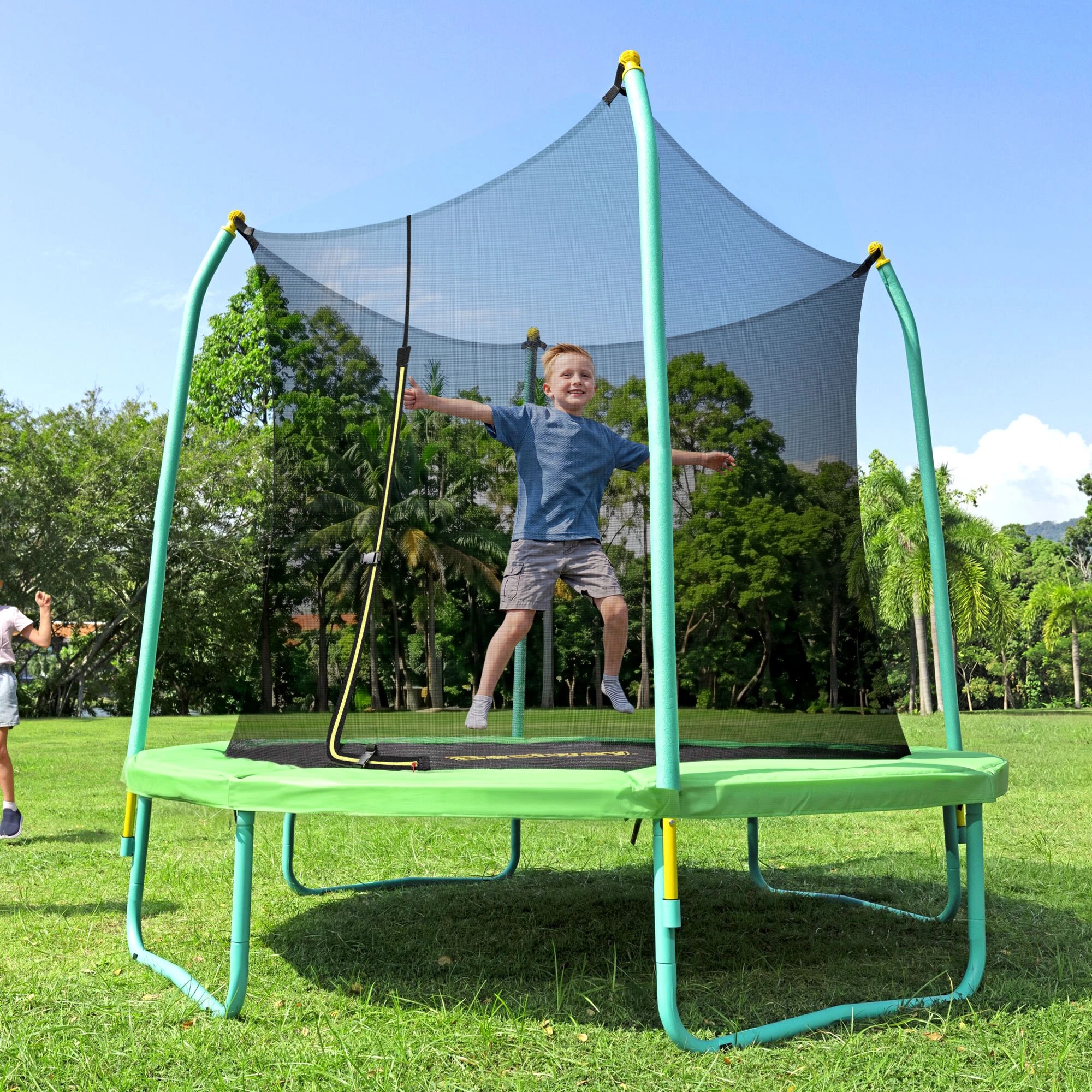 2 Bestway 8ft Trampoline Kids Rebounder Safety Net Enclosure Outdoor Fitness 2.44m for Ages 6+ - Multi, 2 of 9