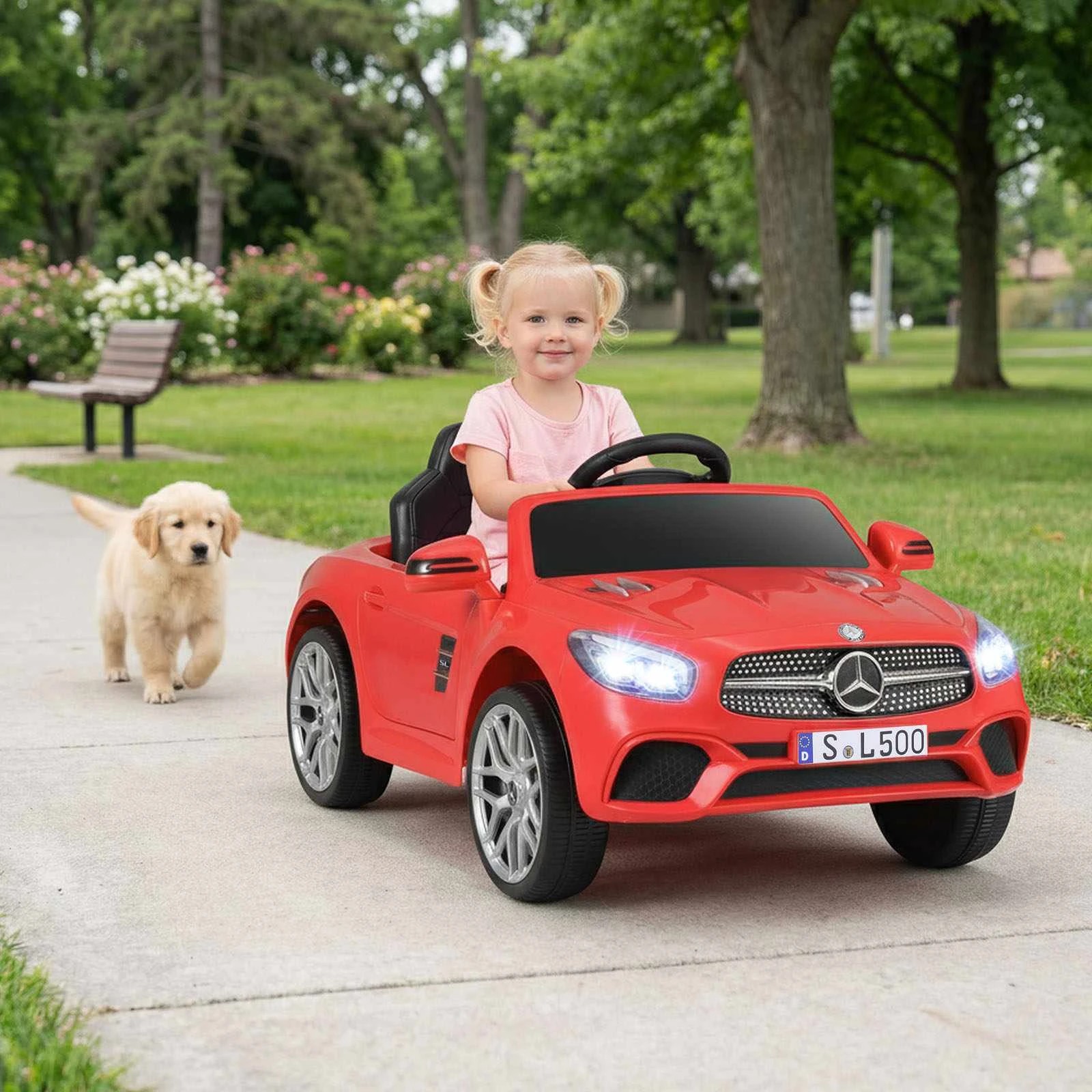 1 Costway 12V Mercedes Benz Licensed Ride On Car Electric Vehicle - Red, 1 of 1