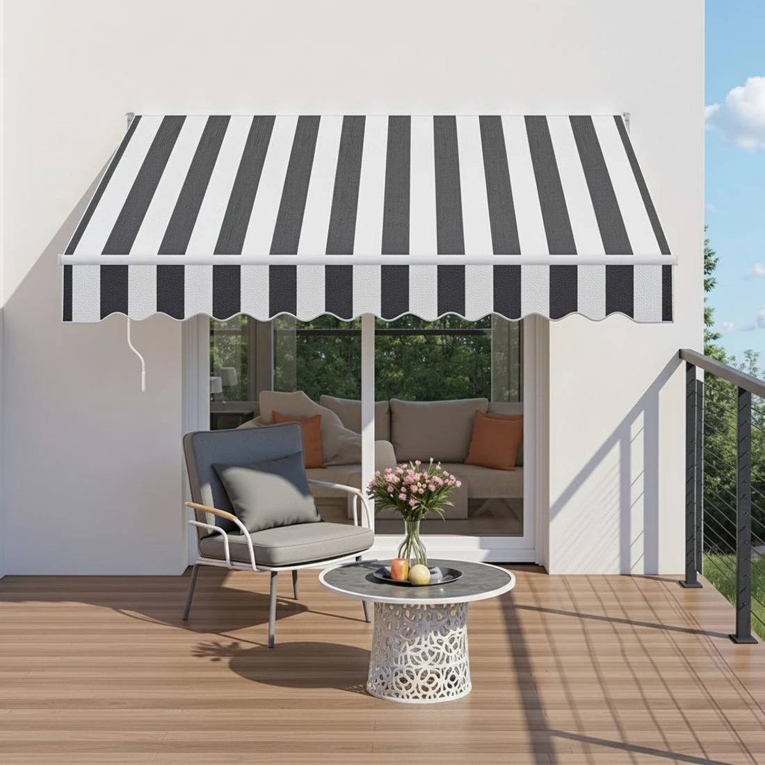 6 Instahut Retractable Folding Arm Awning Manual Sunshade 2.5Mx2M - Grey, 6 of 6
