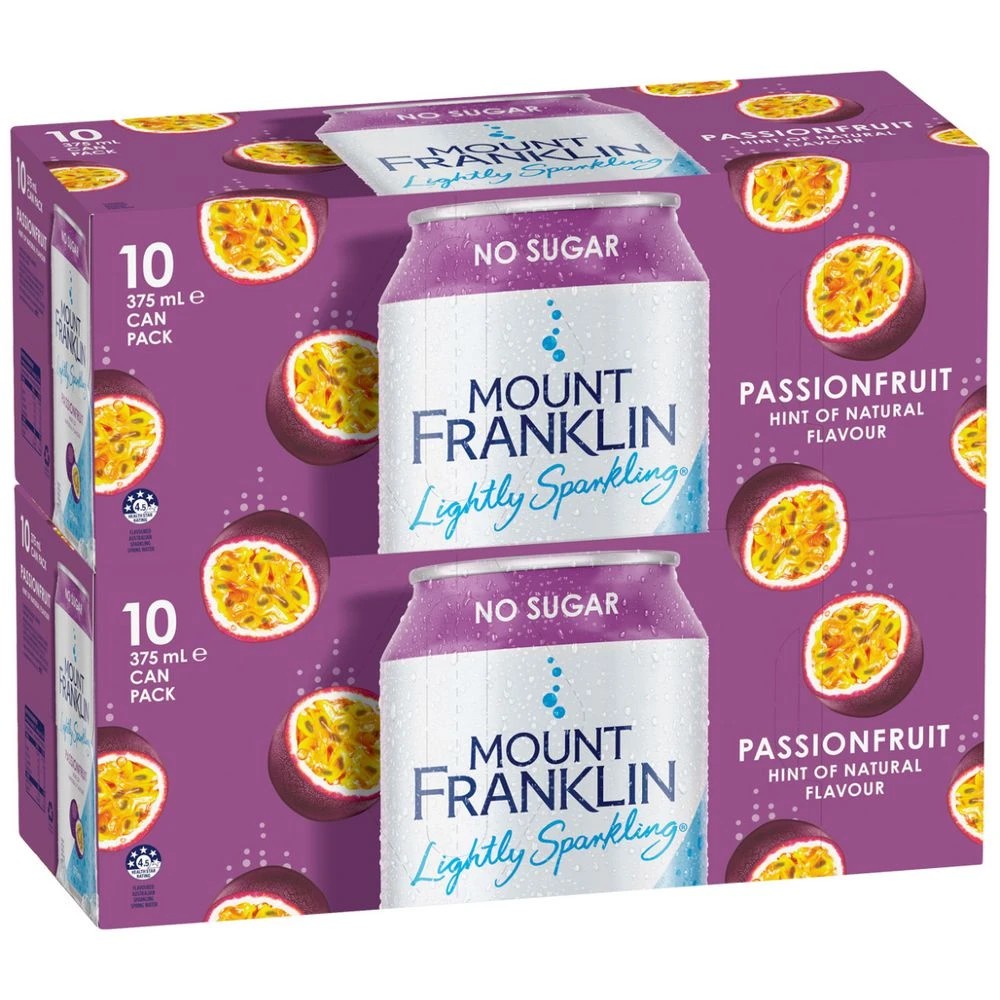 3 Mt Franklin Lightly Sparkling Passionfruit Cans 375mL 20 Pack, 3 of 5
