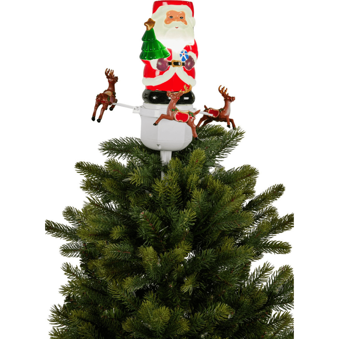 1 Christabelle Christmas Tree Topper Santa With Movement Images Lights Snow And Music, 1 of 3
