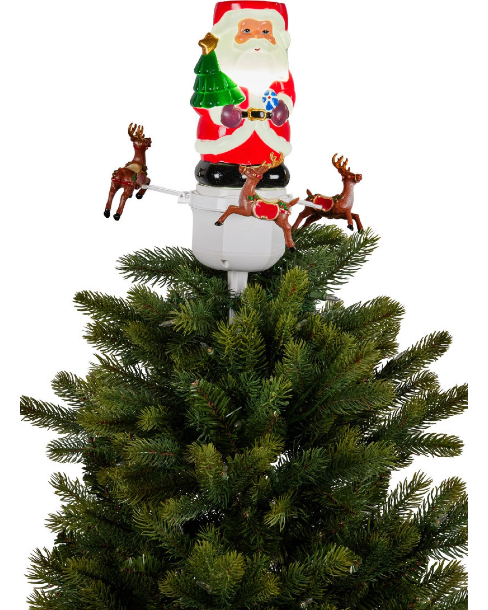 1 Christabelle Christmas Tree Topper Santa With Movement Images Lights Snow And Music, 1 of 3