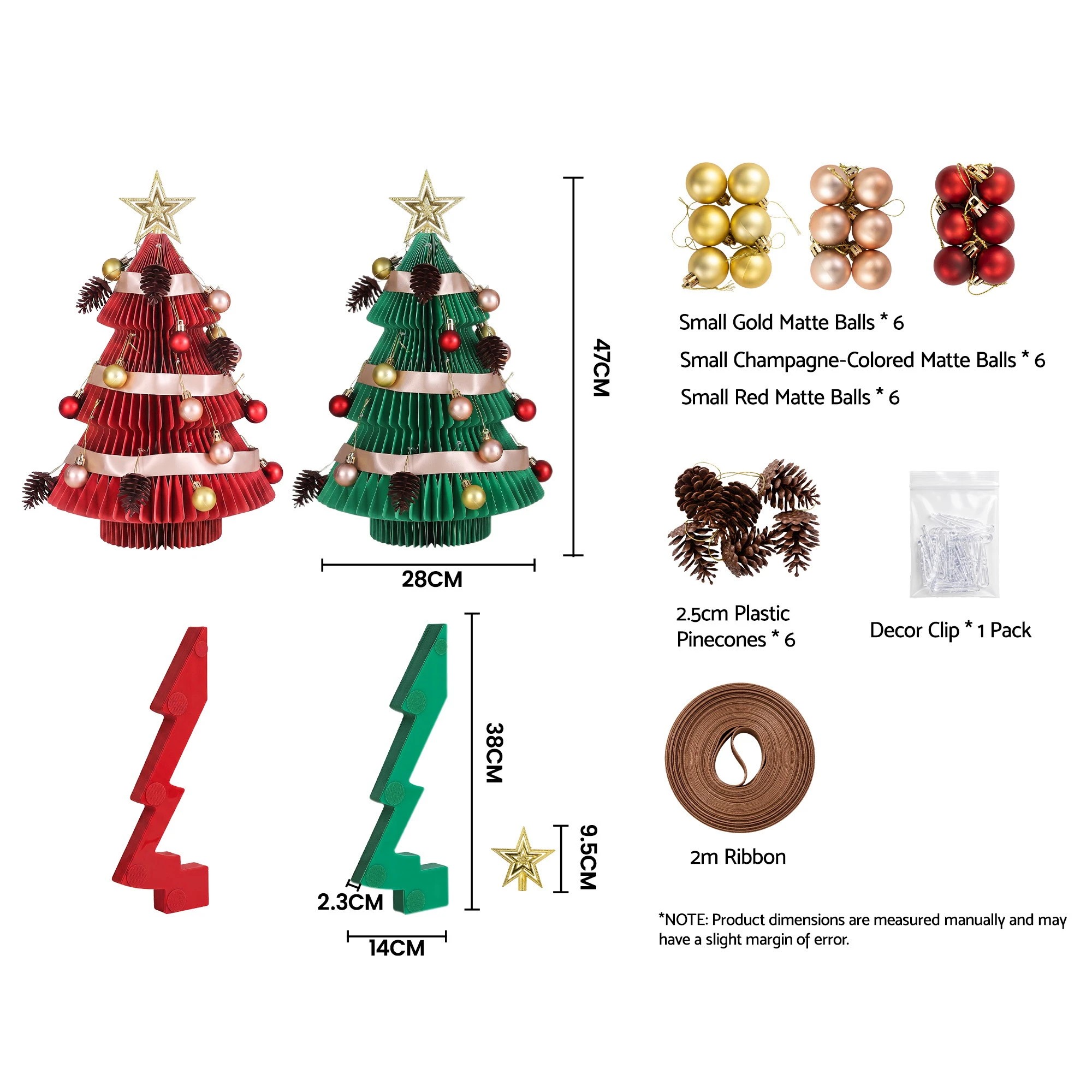 Jingle Jollys 2X Foldable Christmas Tree 47CM Xmas Table Decorations ...