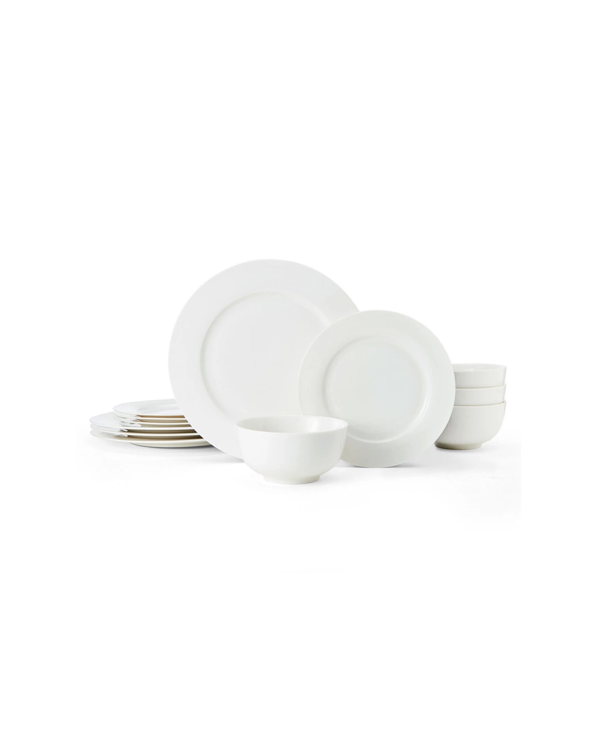 5 Mikasa Egret 12pc Kitchen China Dinner Plates Bowls Set Sleek Stylish - White, 5 of 5