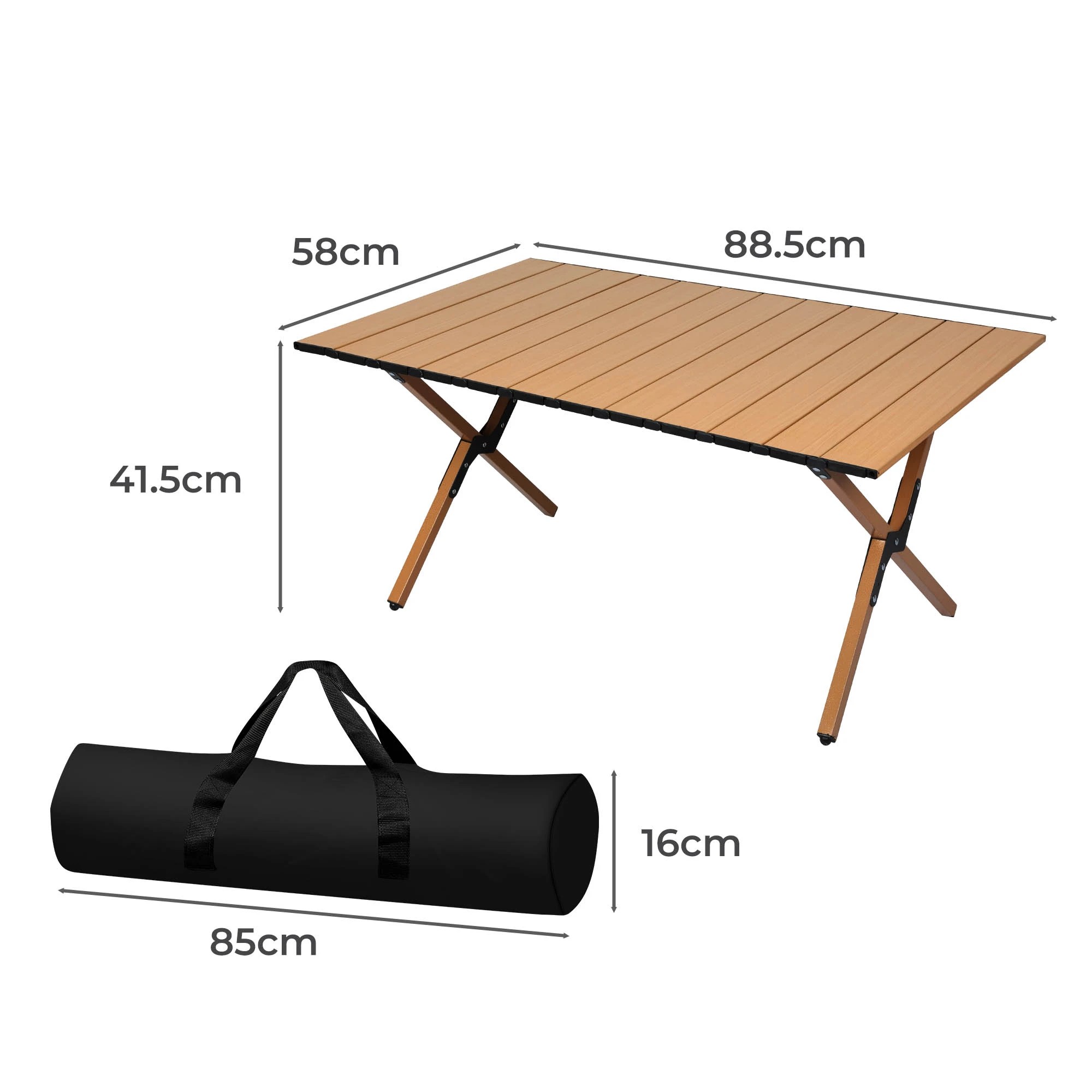 3 Levede Folding Camping Table Portable Picnic Outdoor Egg Roll Foldable BBQ Desk, 3 of 8