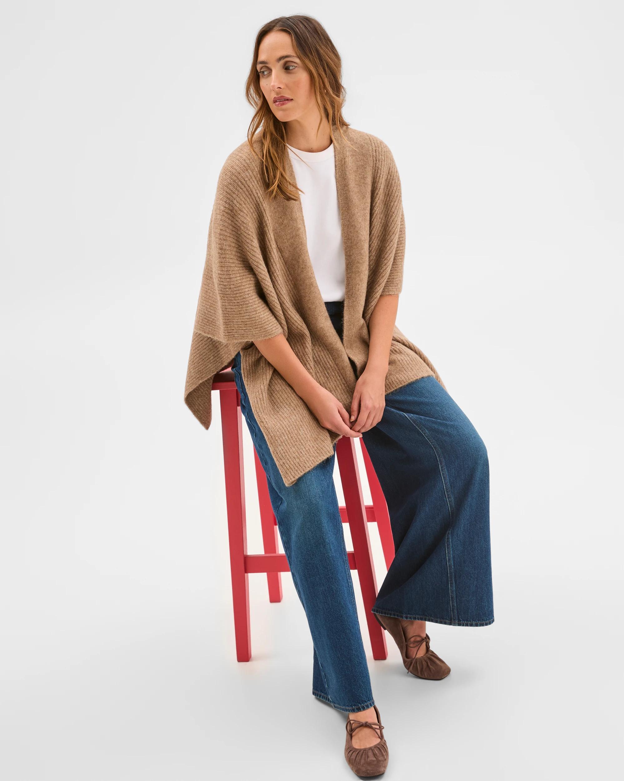 6 Target Woman Knitted Poncho TAUPE MARLE, 6 of 6